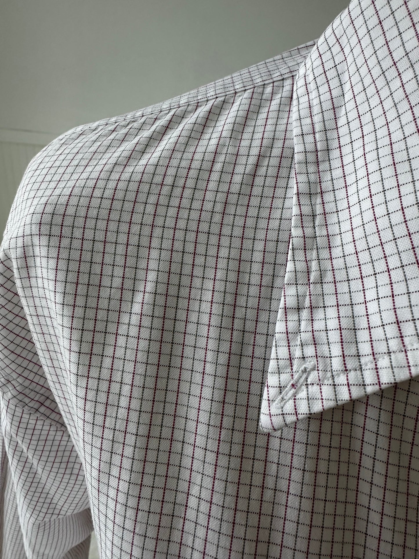 Lands’ End plaid light weight Oxford. Made Hong Kong