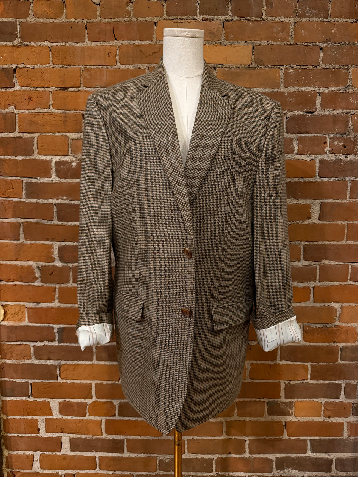 90s Lauren Ralph Lauren wool silk houndstooth blazer. Fits S-L