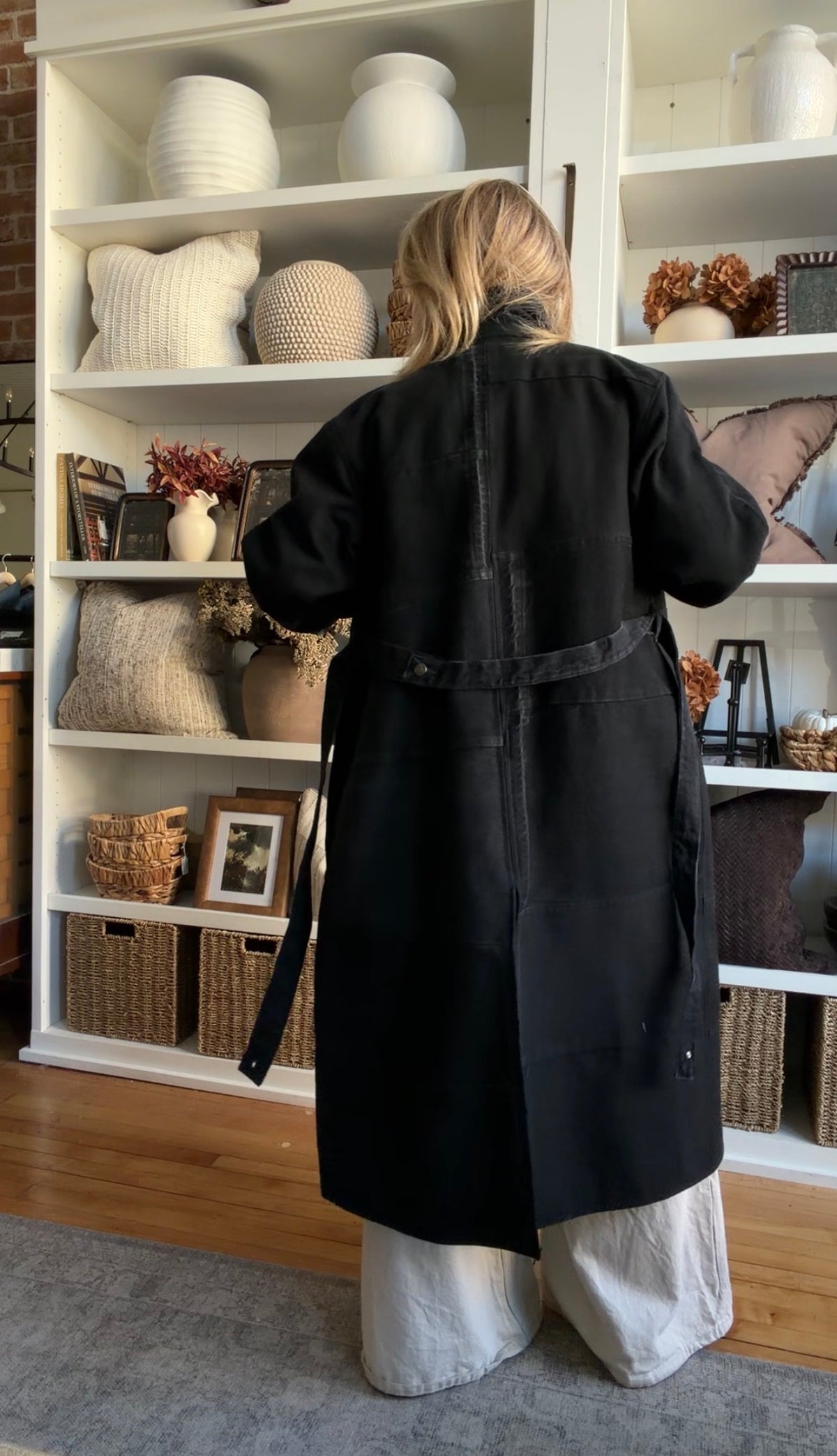 #8 Reworked black denim trench. Size S