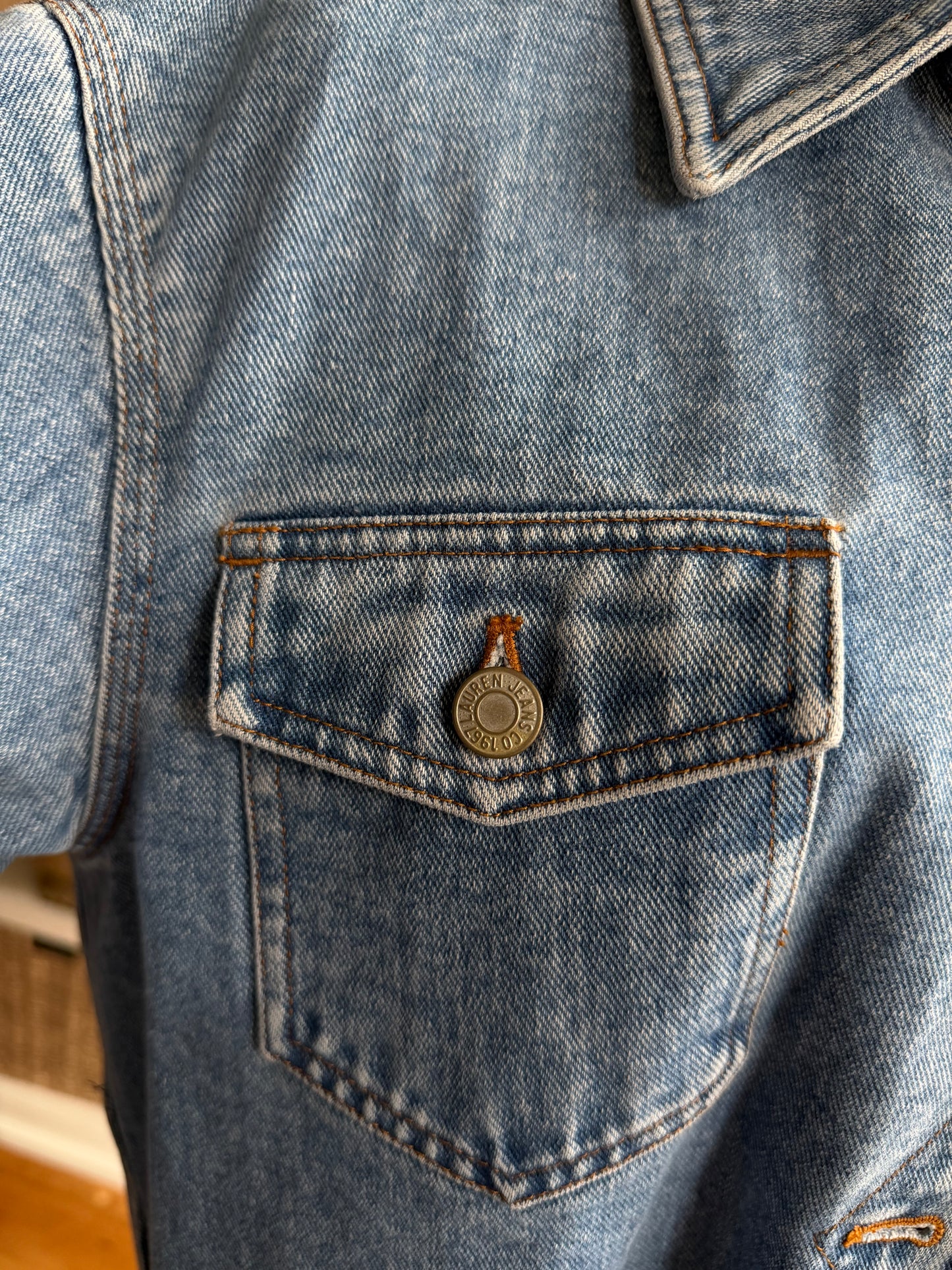 90s Lauren Jeans Co denim chore coat. Made in Hong Kong. Fits XXS-S
