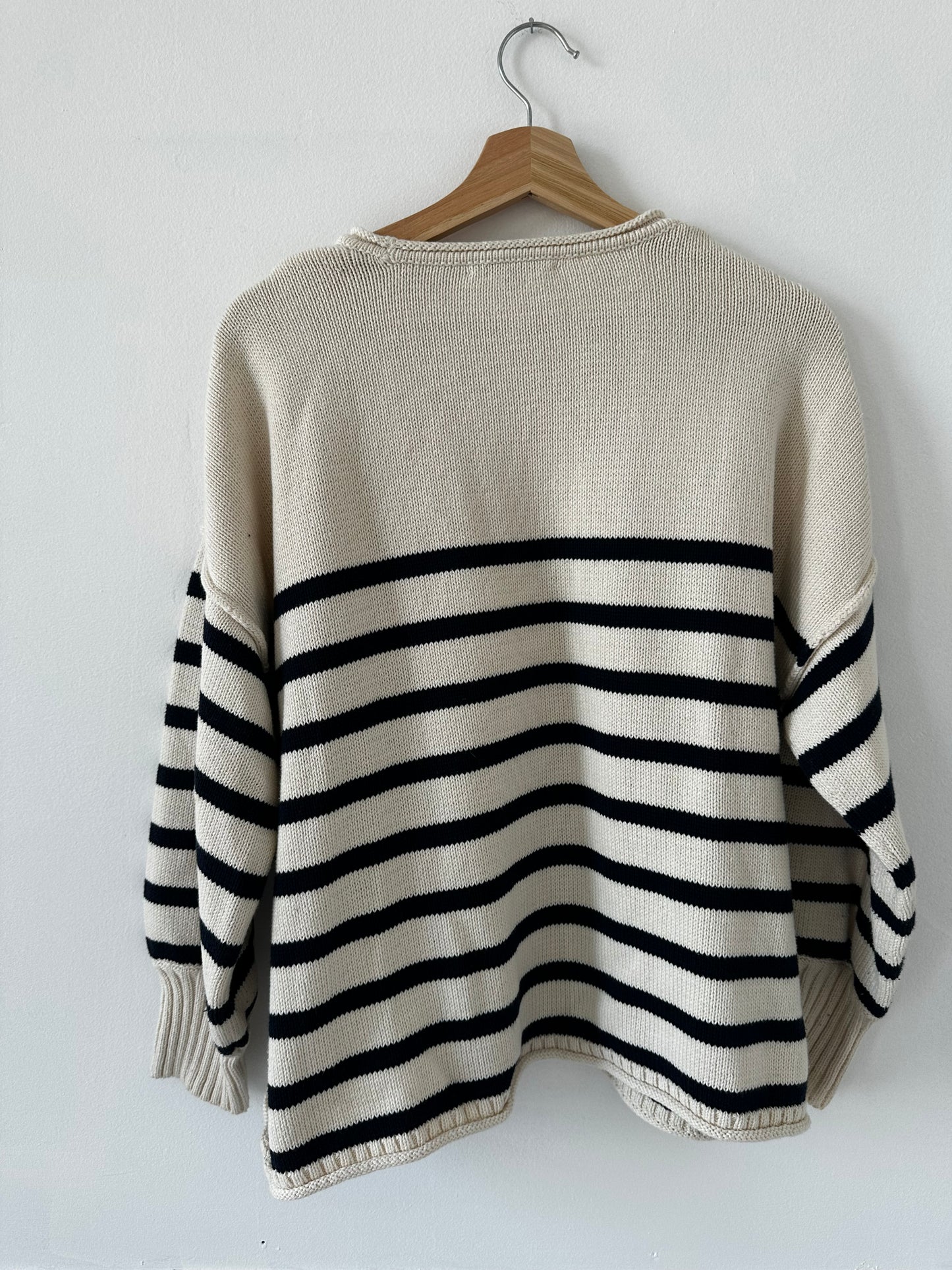 Madewell striped cotton sweater in navy/cream. Size medium
