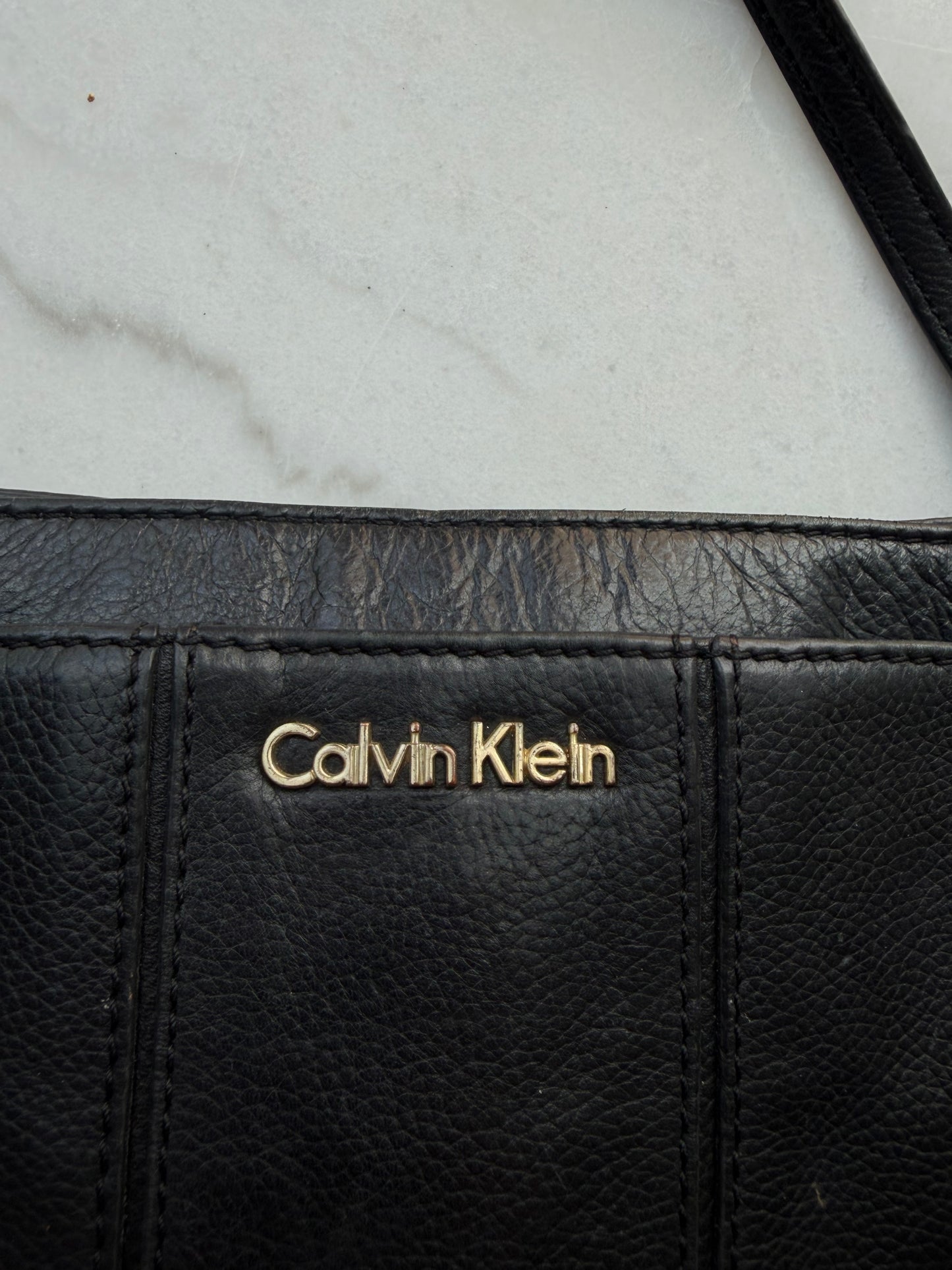 90s Calvin Klein black leather crossbody
