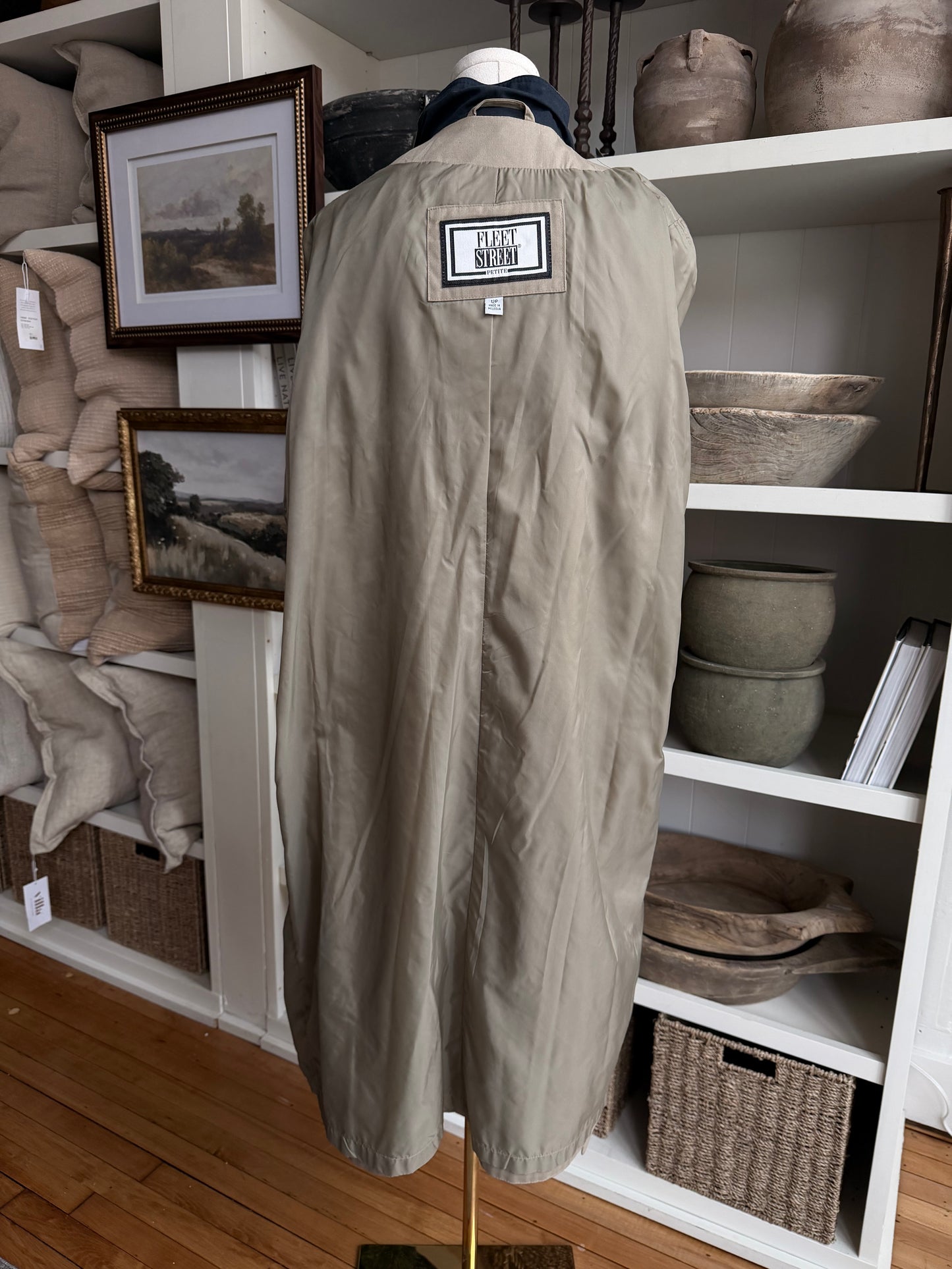 90s Fleet Street Petite khaki trench with removable hood