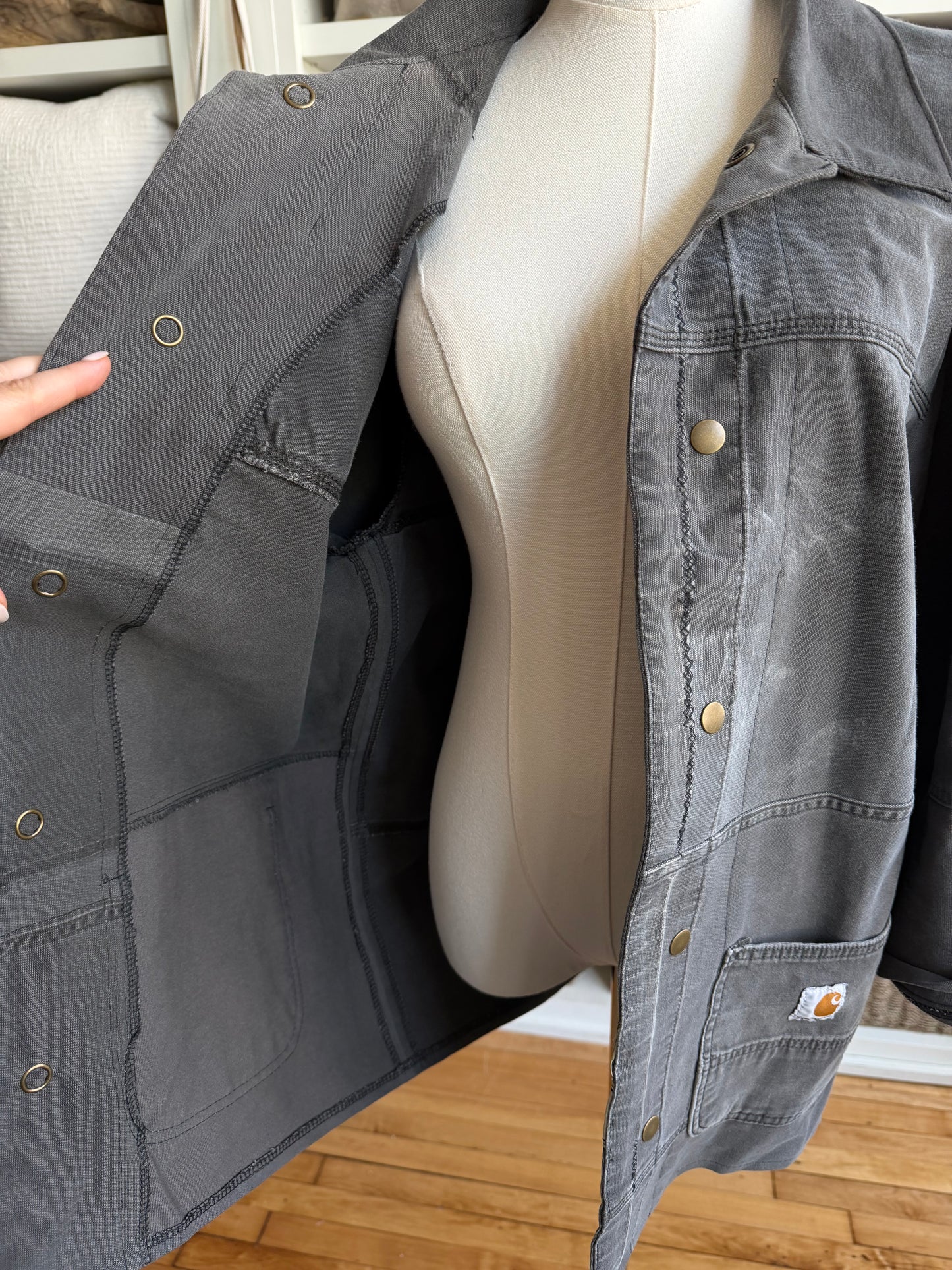Gray Carhart Reworked Chore Coat. Size Medium