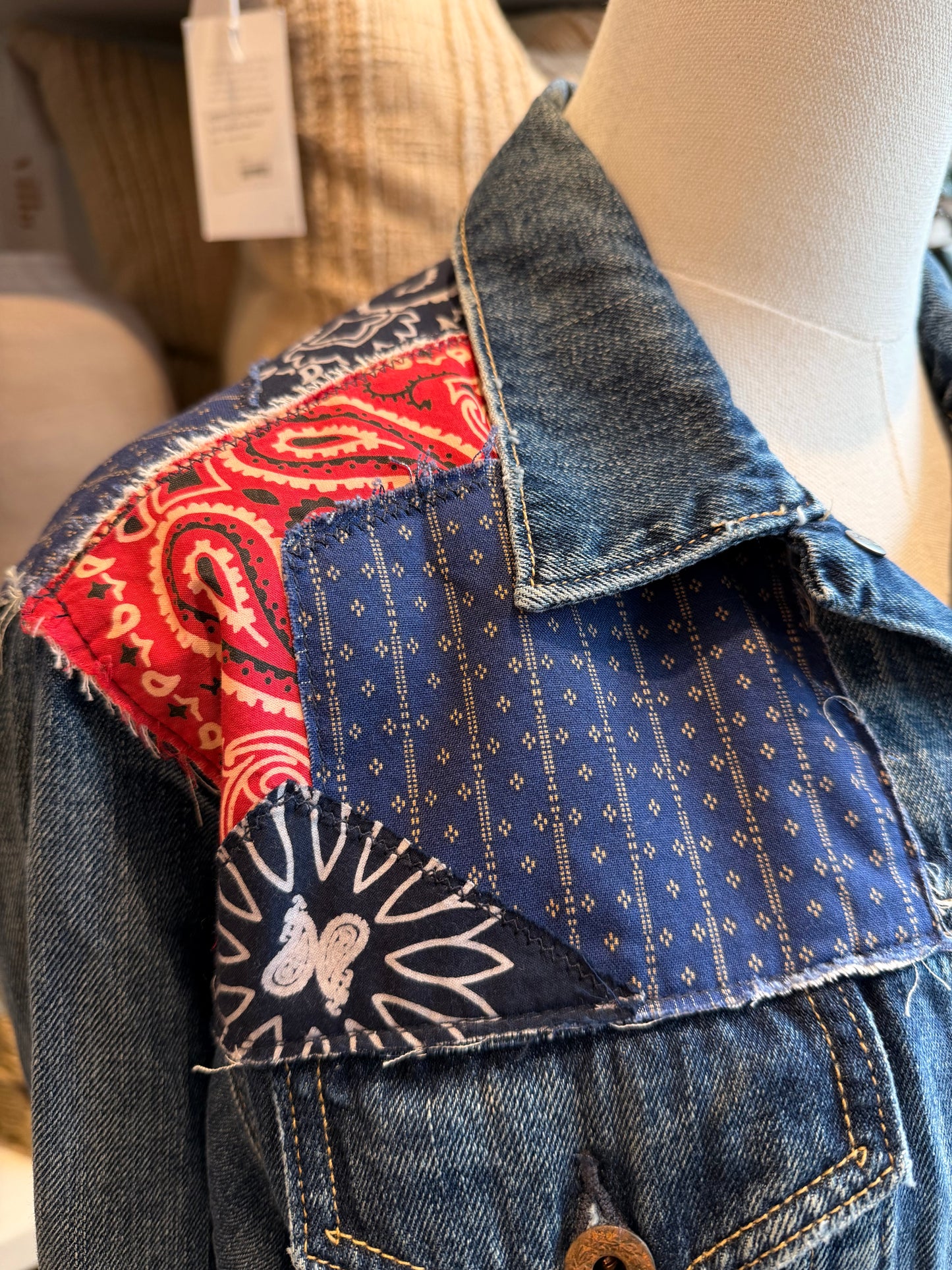 00s Polo Ralph Lauren denim jacket with bandana detail