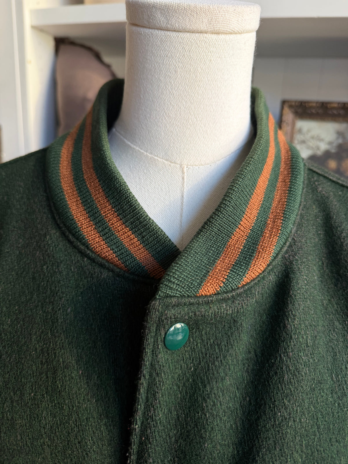 90s J. Peterman Co. wool and leather bomber. Made in the USA
