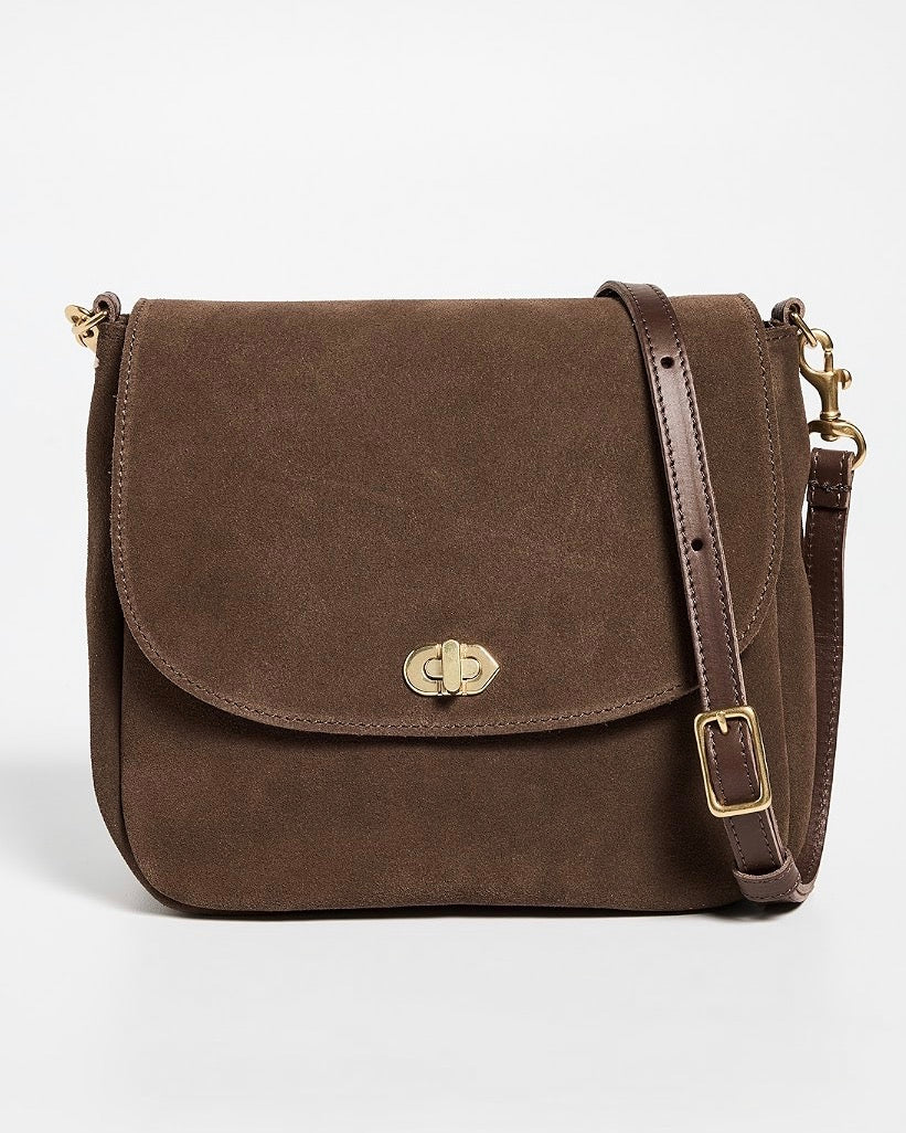 Clare V Turn Lock Louis brown suede