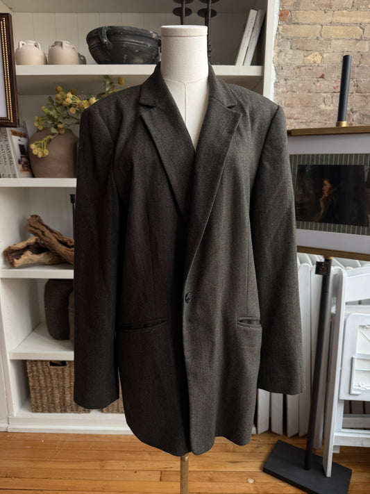 Lands End green wool cashmere blazer