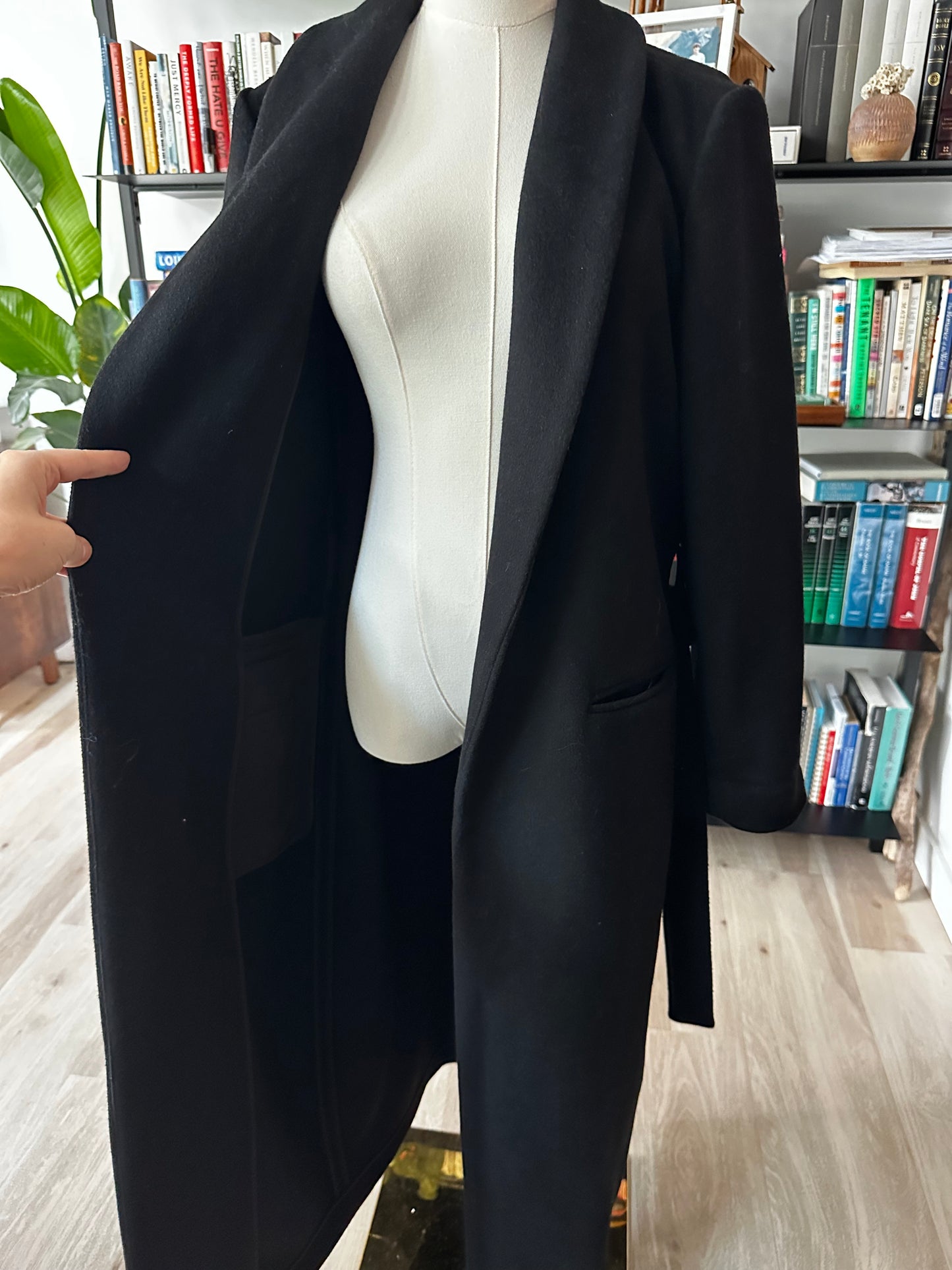 Reformation black wool Downing coat. Size Large
