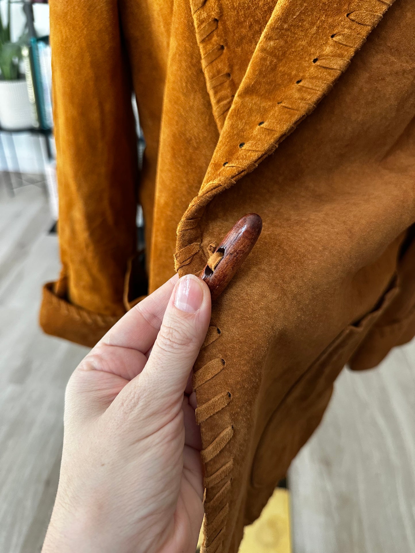 90s Cedars Suede jacket with leather whipstitch trim