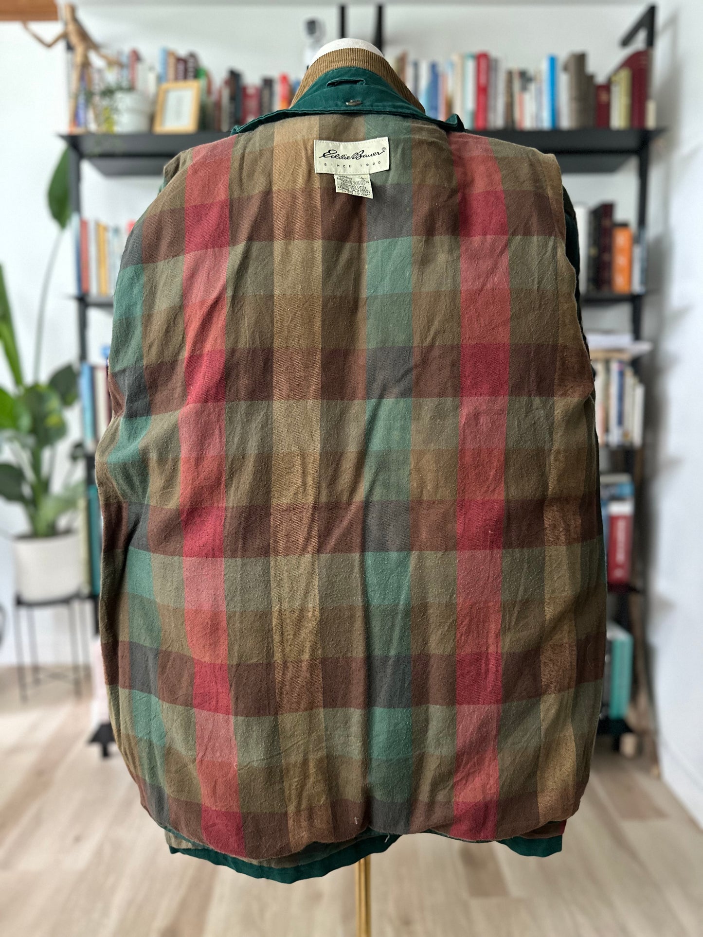 90s Eddie Bauer green barn coat with removable goose down liner. Made in Korea