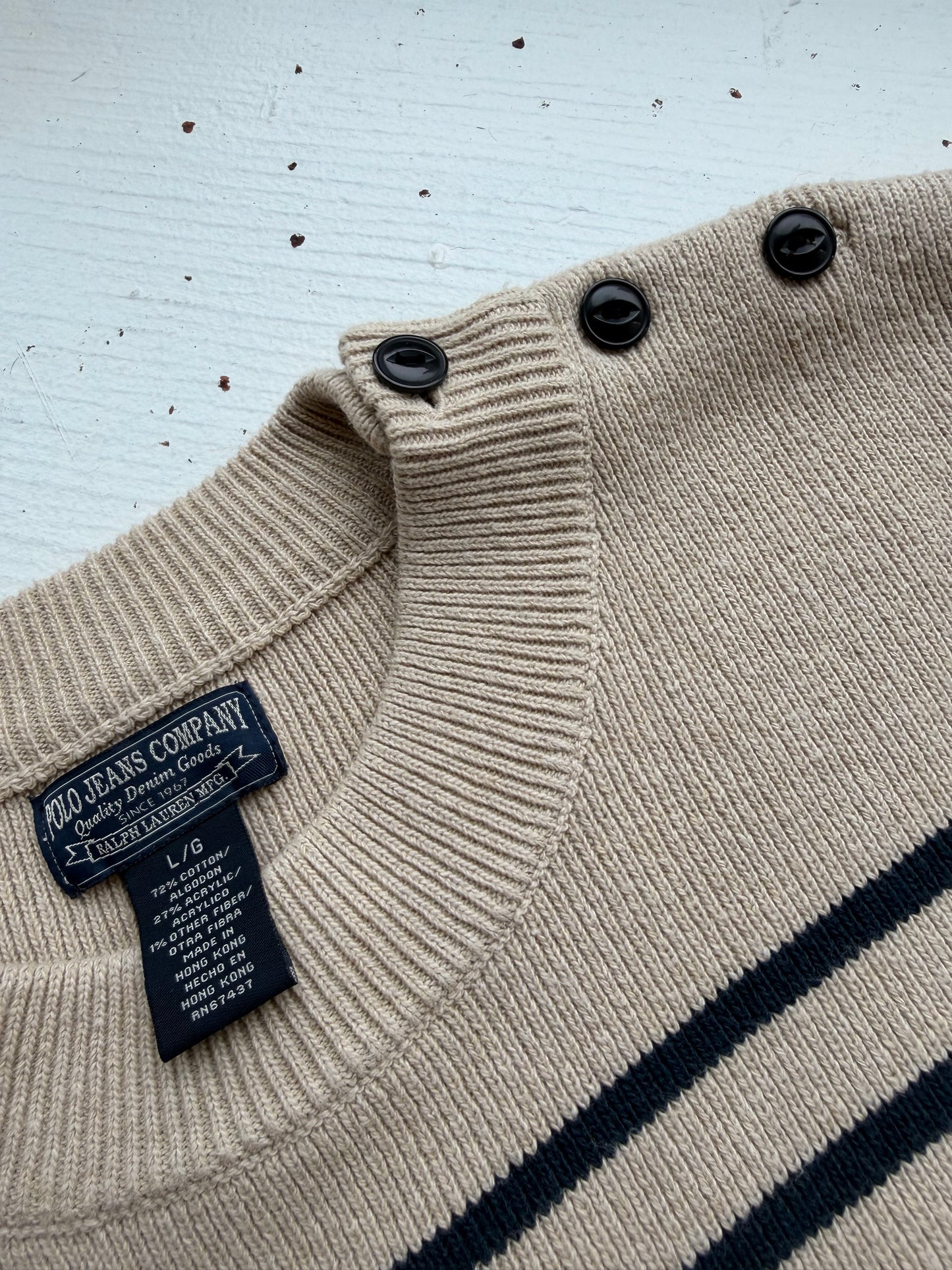 90s Polo Jeans Co cotton sweater. Made in Hong Kong