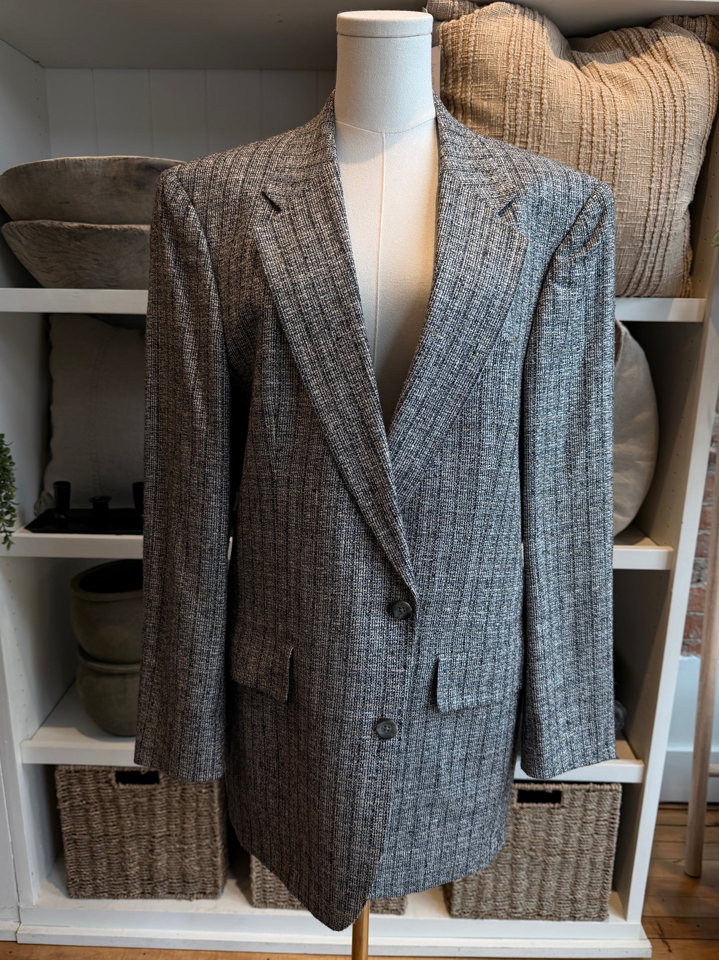 80s Christian Dior silk tweed blazer.