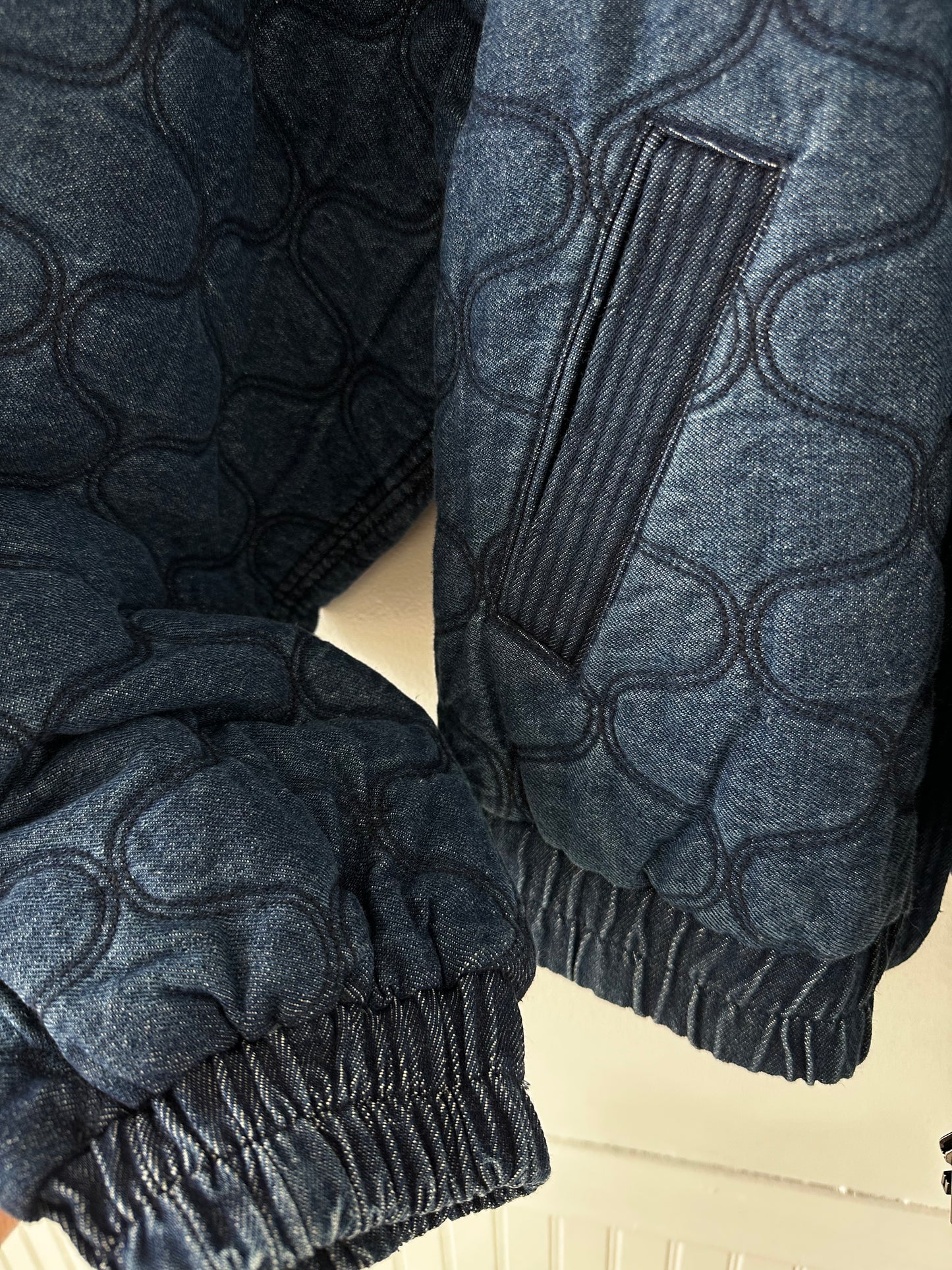 Ba&sh Yonkers denim cropped quilted jacket. Size medium
