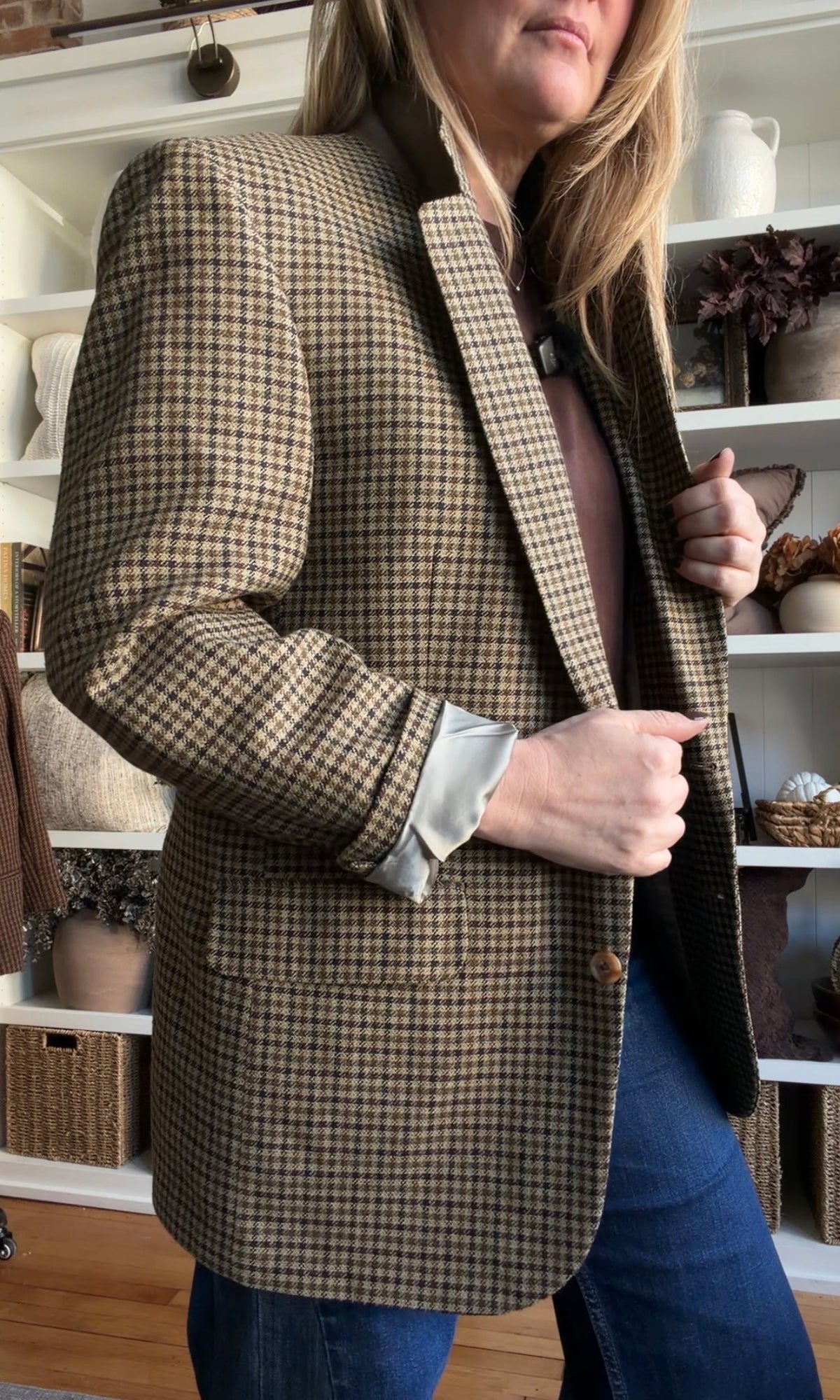 90s Lands End wool silk blazer. Made in the USA. Fits S-L