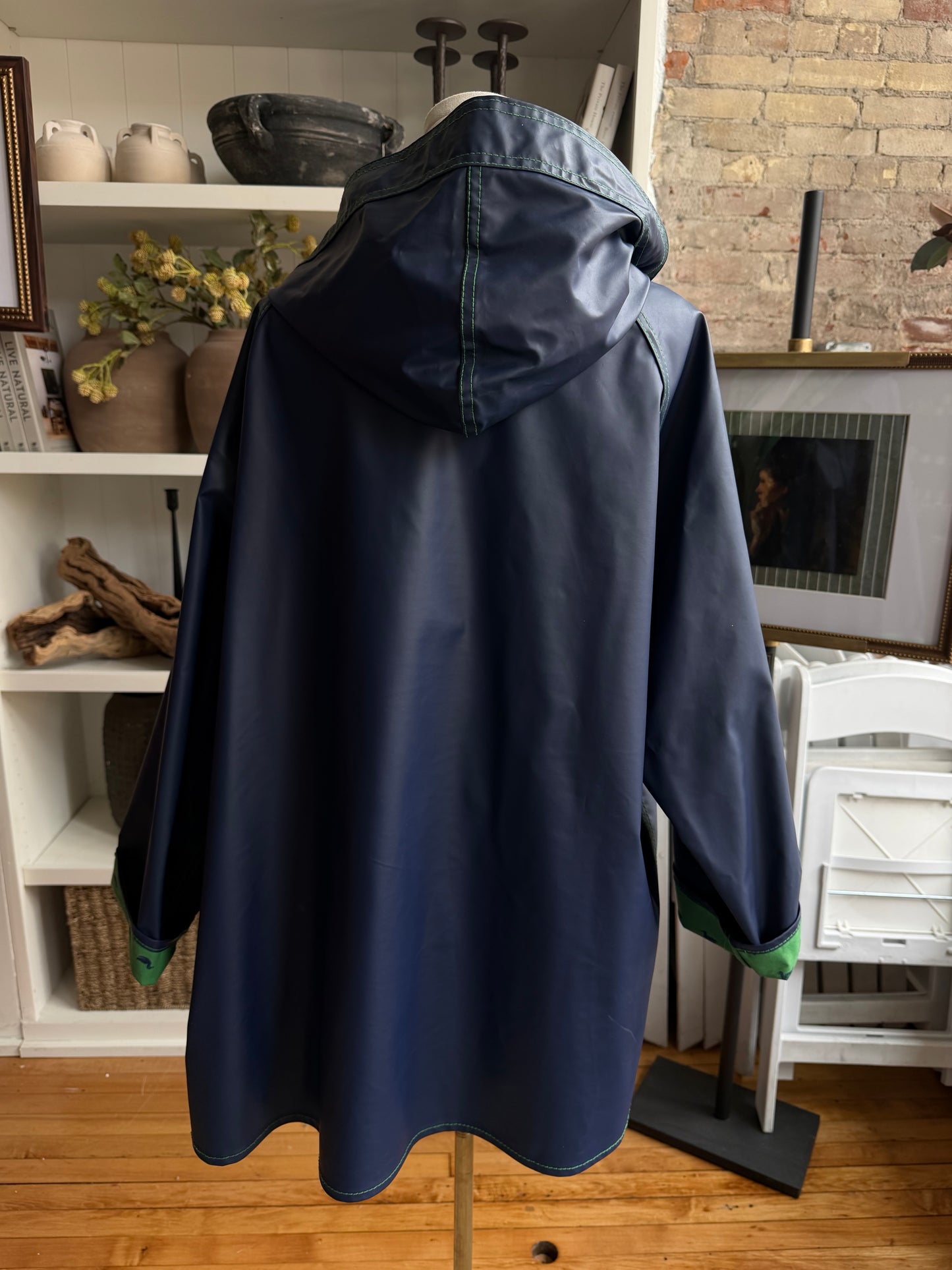 Vintage Lot One of Boston navy rain coat. Made in the USA