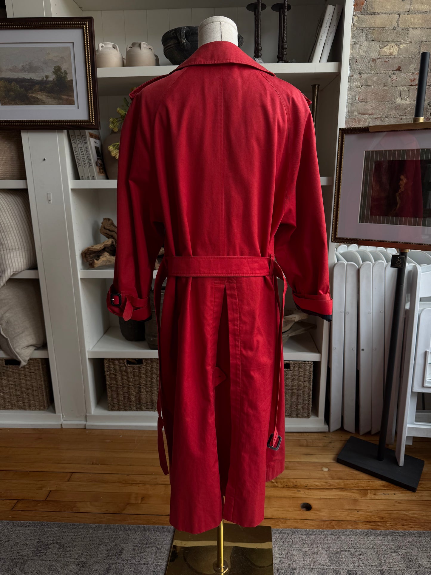 Vintage Burberry red trench. Made in England. Sourced in Paris