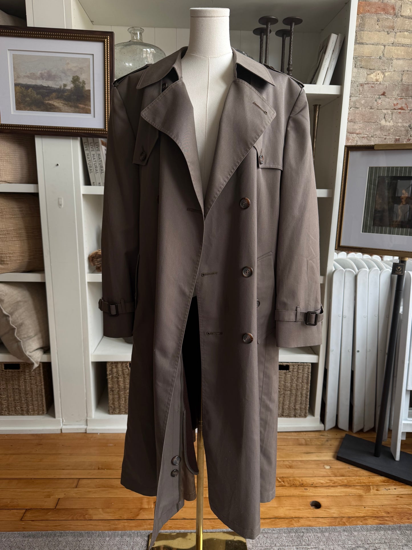 Vintage Christian Dior taupe trench with zip out lining