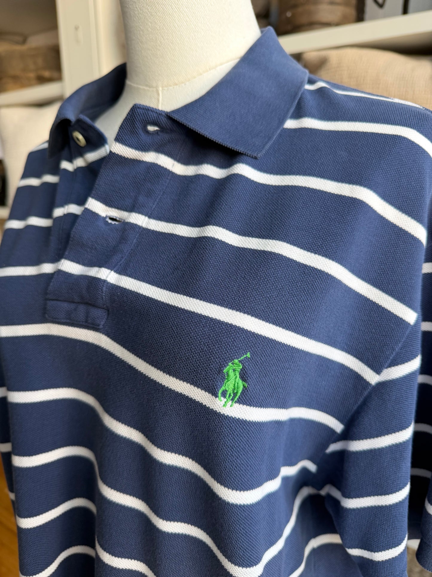 90s Polo Ralph Lauren blue stripe polo shirt