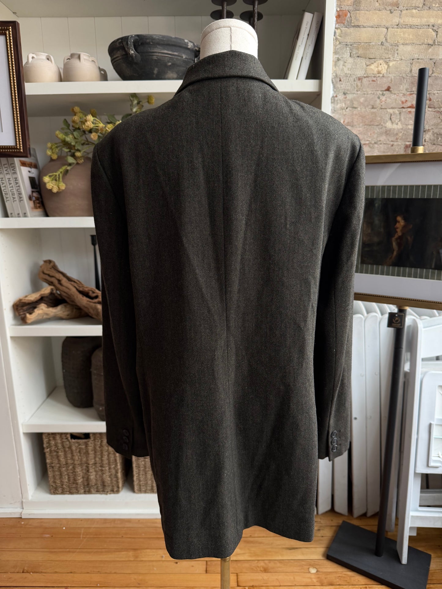 Lands End green wool cashmere blazer
