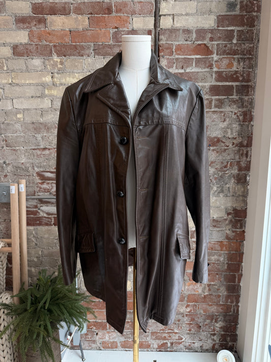 70’s brown leather jacket with faux fur zip out lining