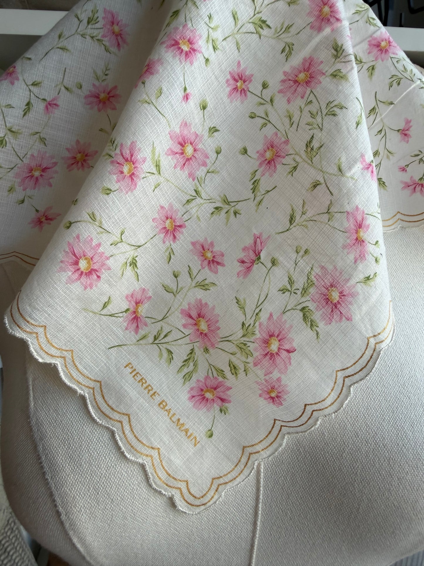 #16 Vintage Pierre Balmain cotton scarf with scalloped edges