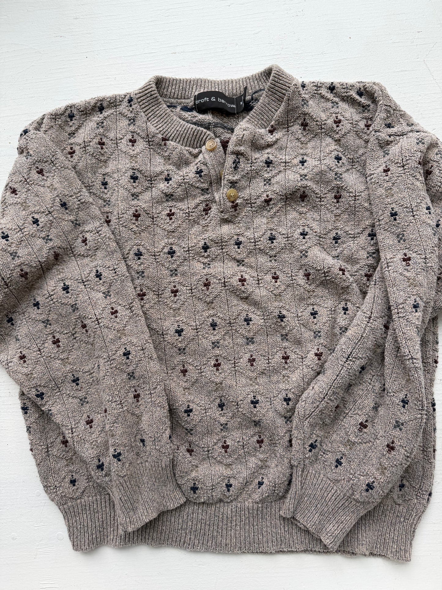 80s Croft and Barrow patterned cotton sweater. Made in the USA
