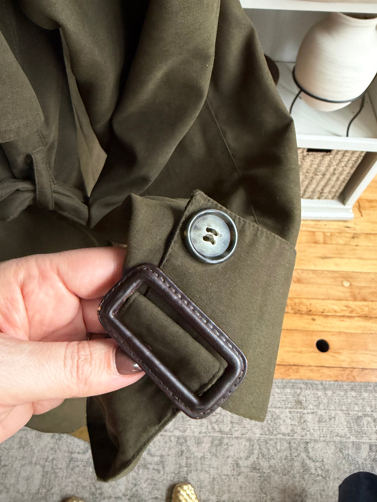 90s Calvin Klein green trench. Fits XS-M petite