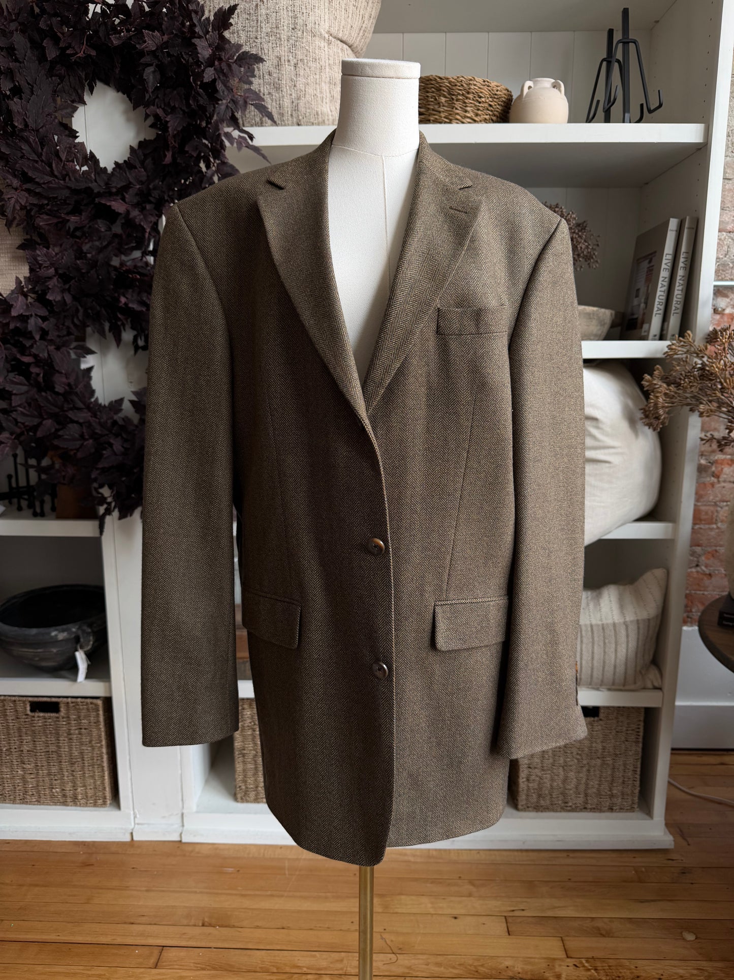 90s Oscar de la Renta Lambswool cashmere blend blazer. Made in South Africa. Fits M-XL
