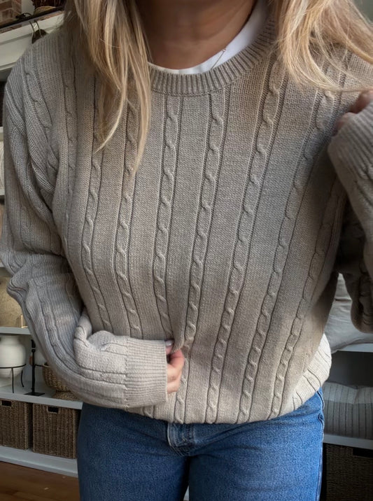 90s Izod cotton cable knit sweater. Made in Australia. Fits S-L