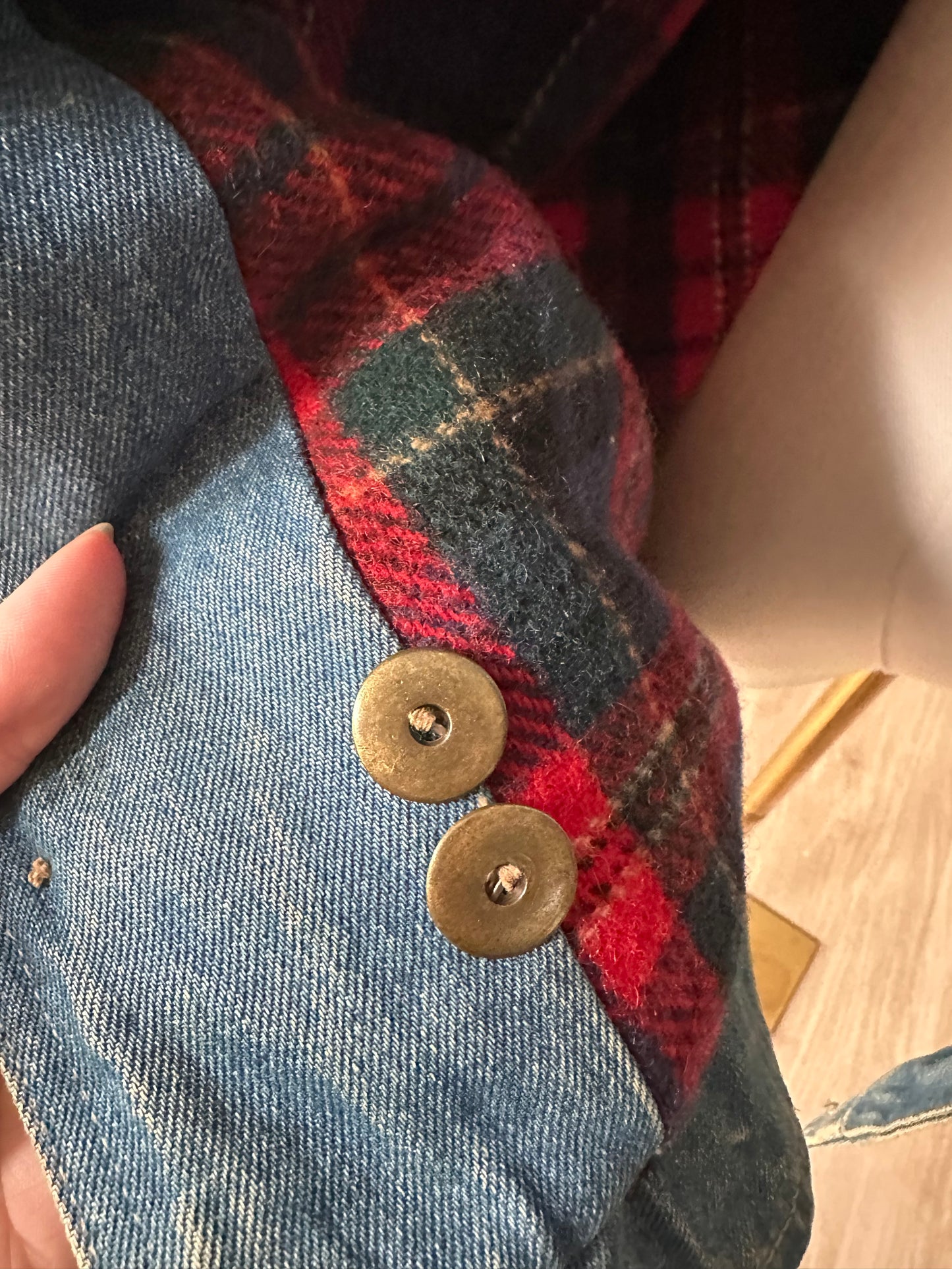 80s Eddie Bauer denim blanket lined jacket. Made in Korea