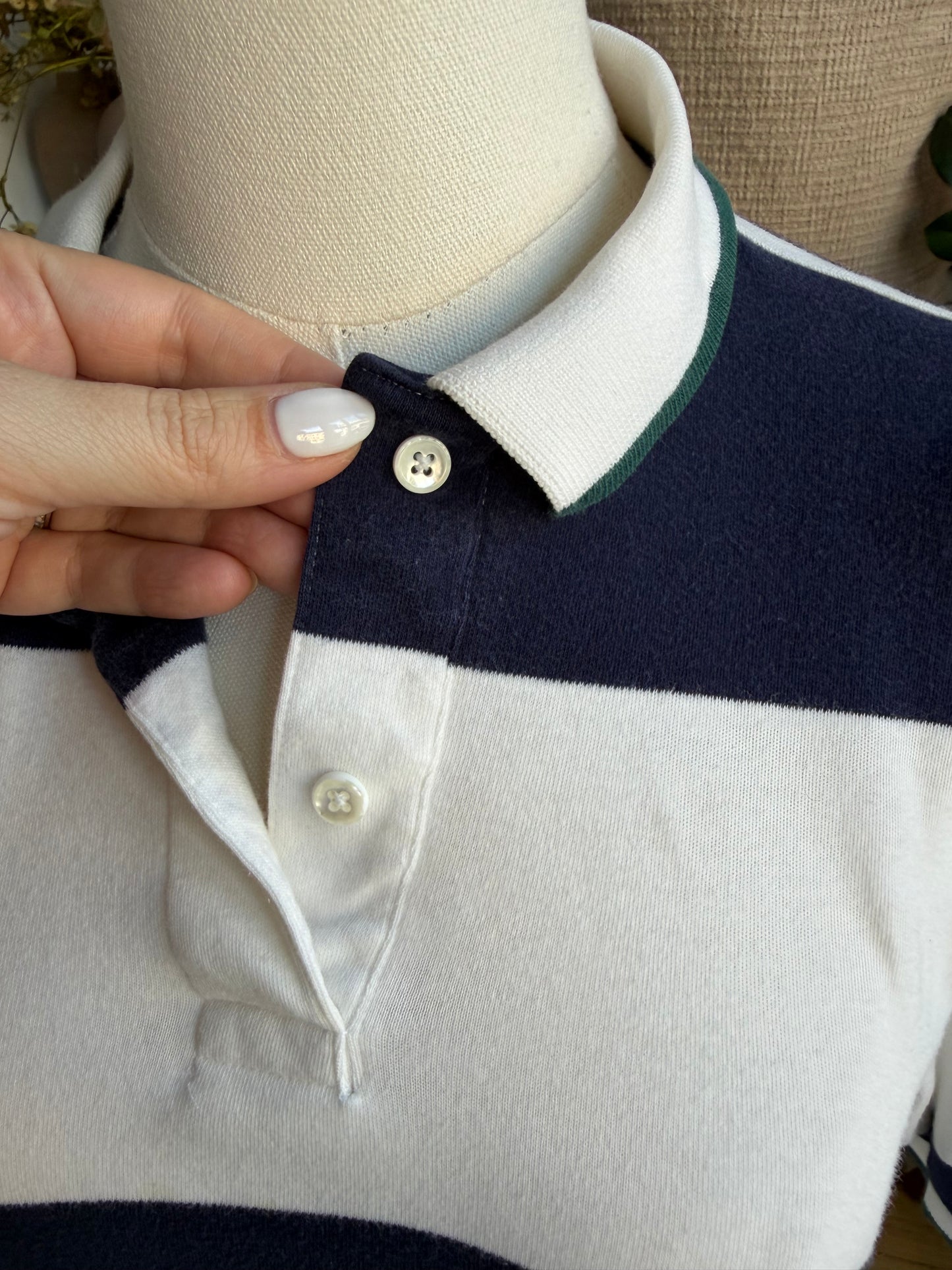 80s Lands End striped polo shirt. Made in the USA