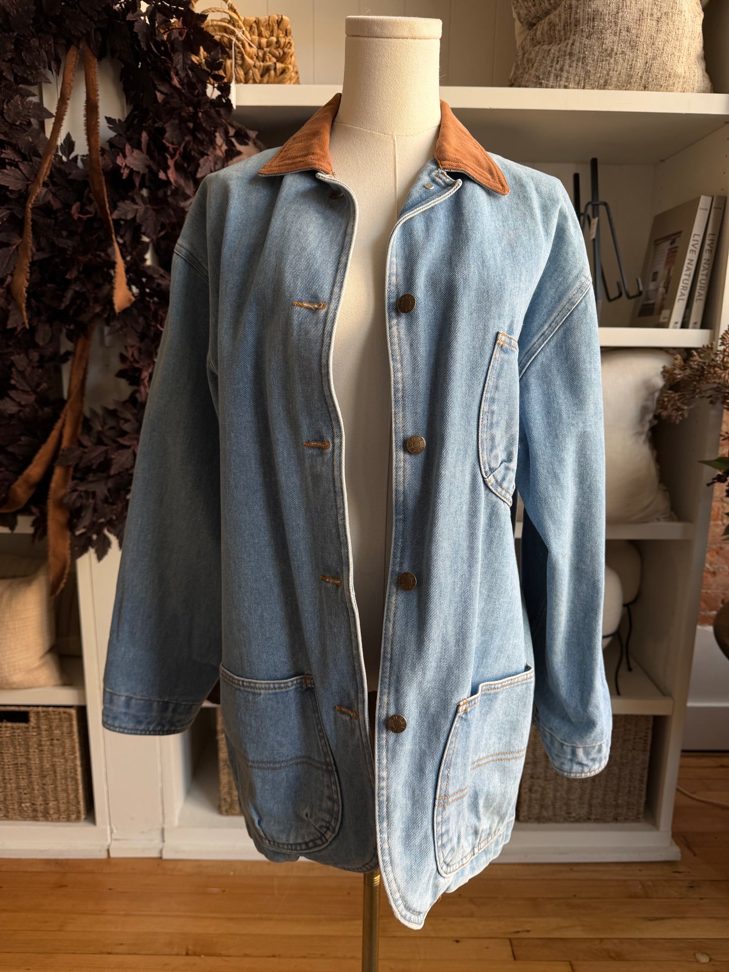 90s Sun Belt Denim chore coat. Fits XS-M