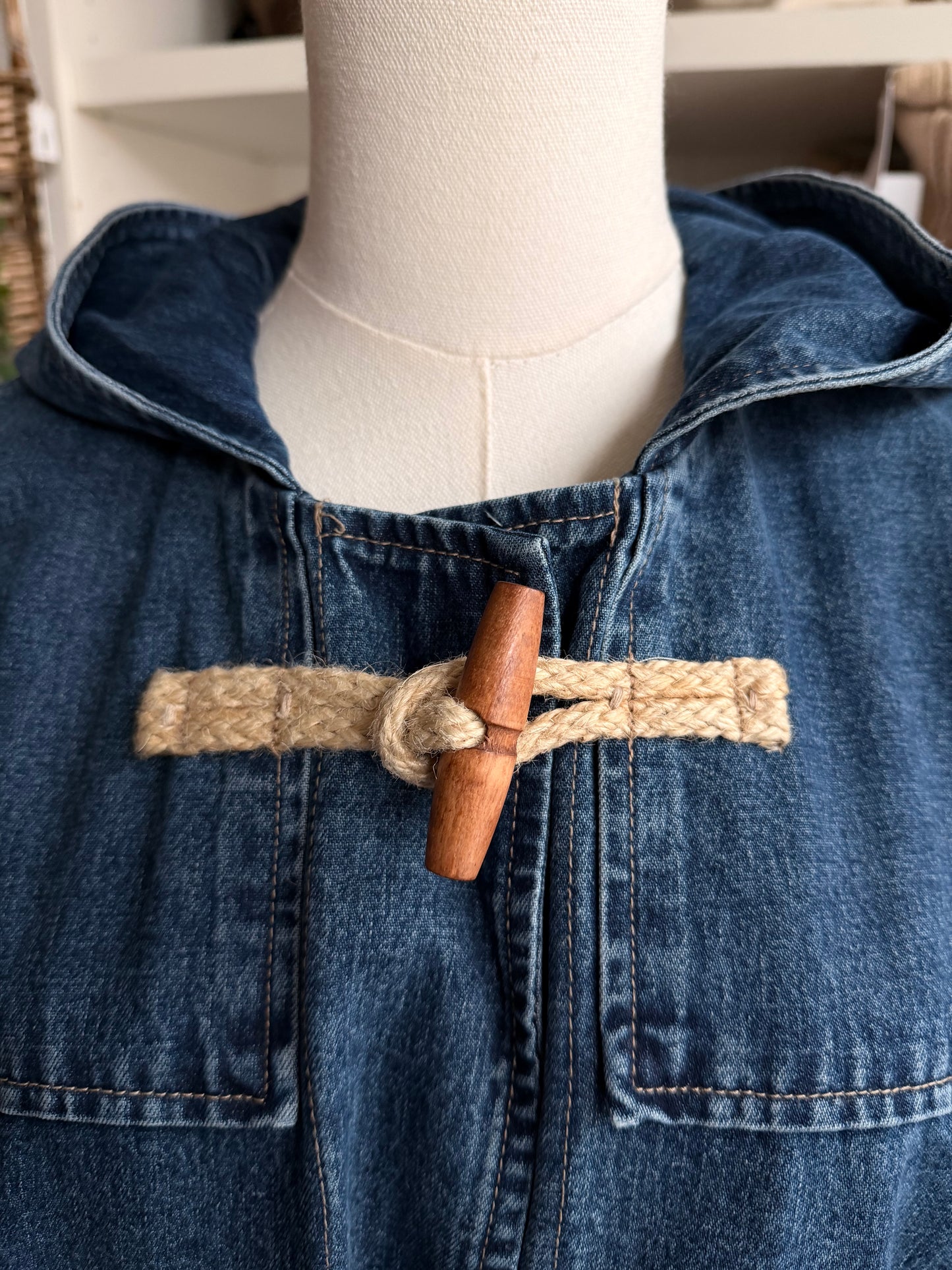 90s Lauren Jeans Co denim toggle coat. NWT. Made in Hong Kong