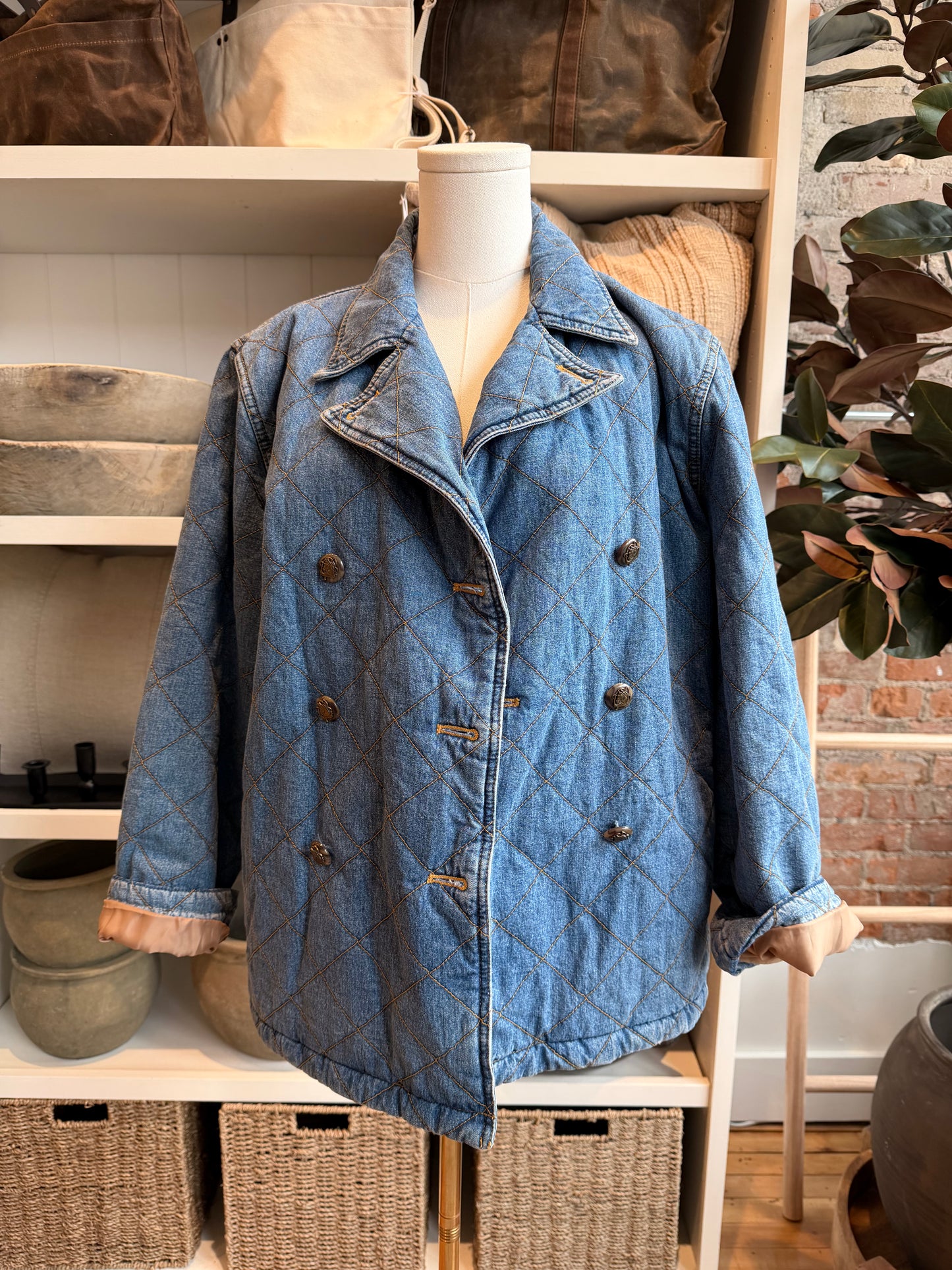 90s Lauren Jeans Co denim quilted jacket. Made in Hong Kong