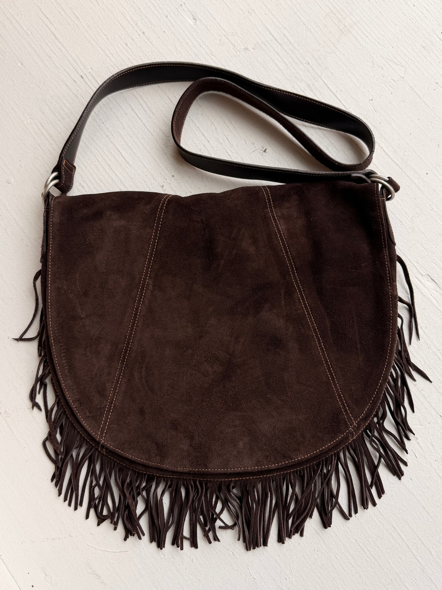 90s Polo Jeans Co suede hobo bag with fringe