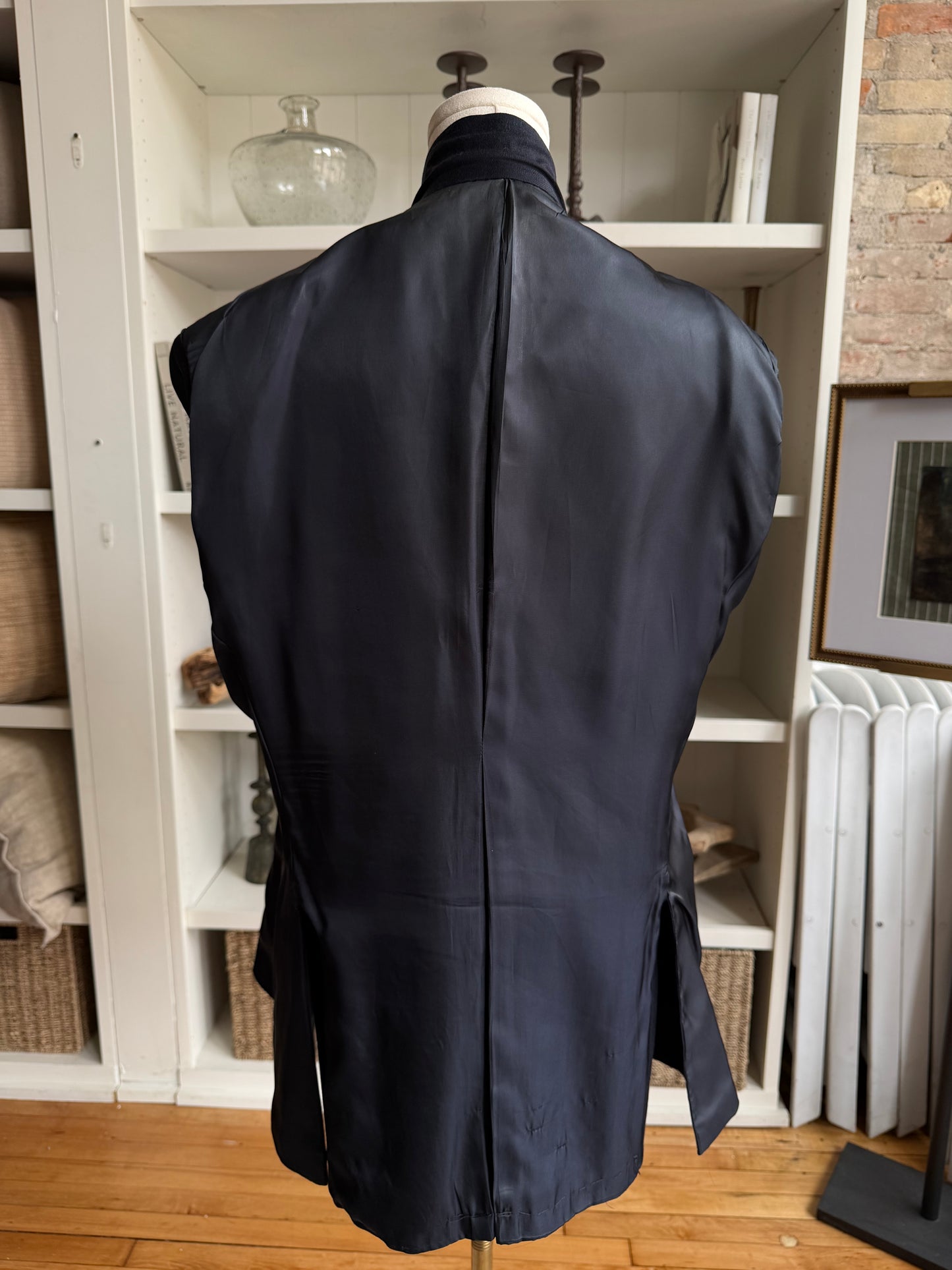 Vintage navy wool blazer with gold buttons