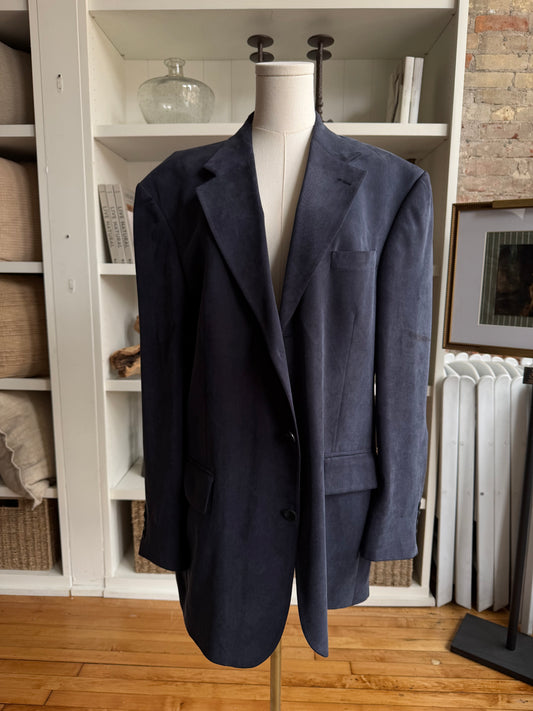 90s Oscar de la Renta Tencel Lyocell navy blazer