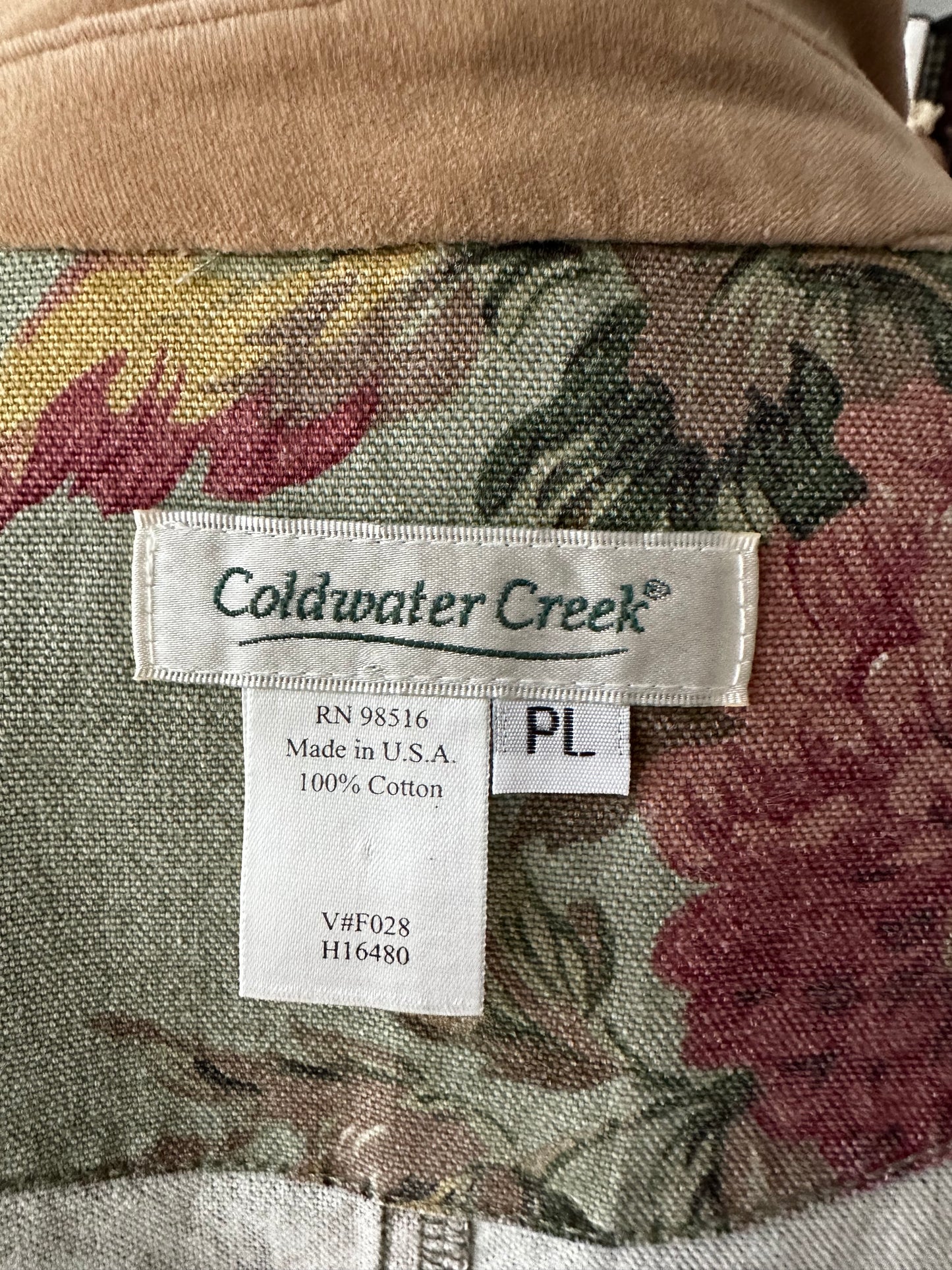 90s Coldwater Creek green floral barn coat. Made in the USA