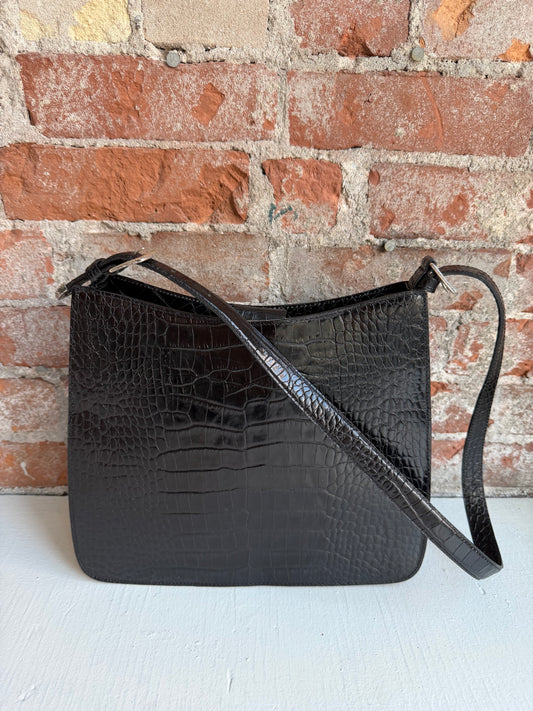 90s Ralph Lauren black croc shoulder bag