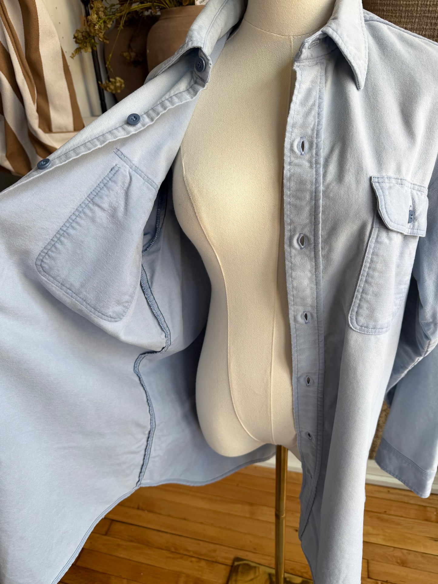 80s Prentiss chamois blue button down. Made in the USA