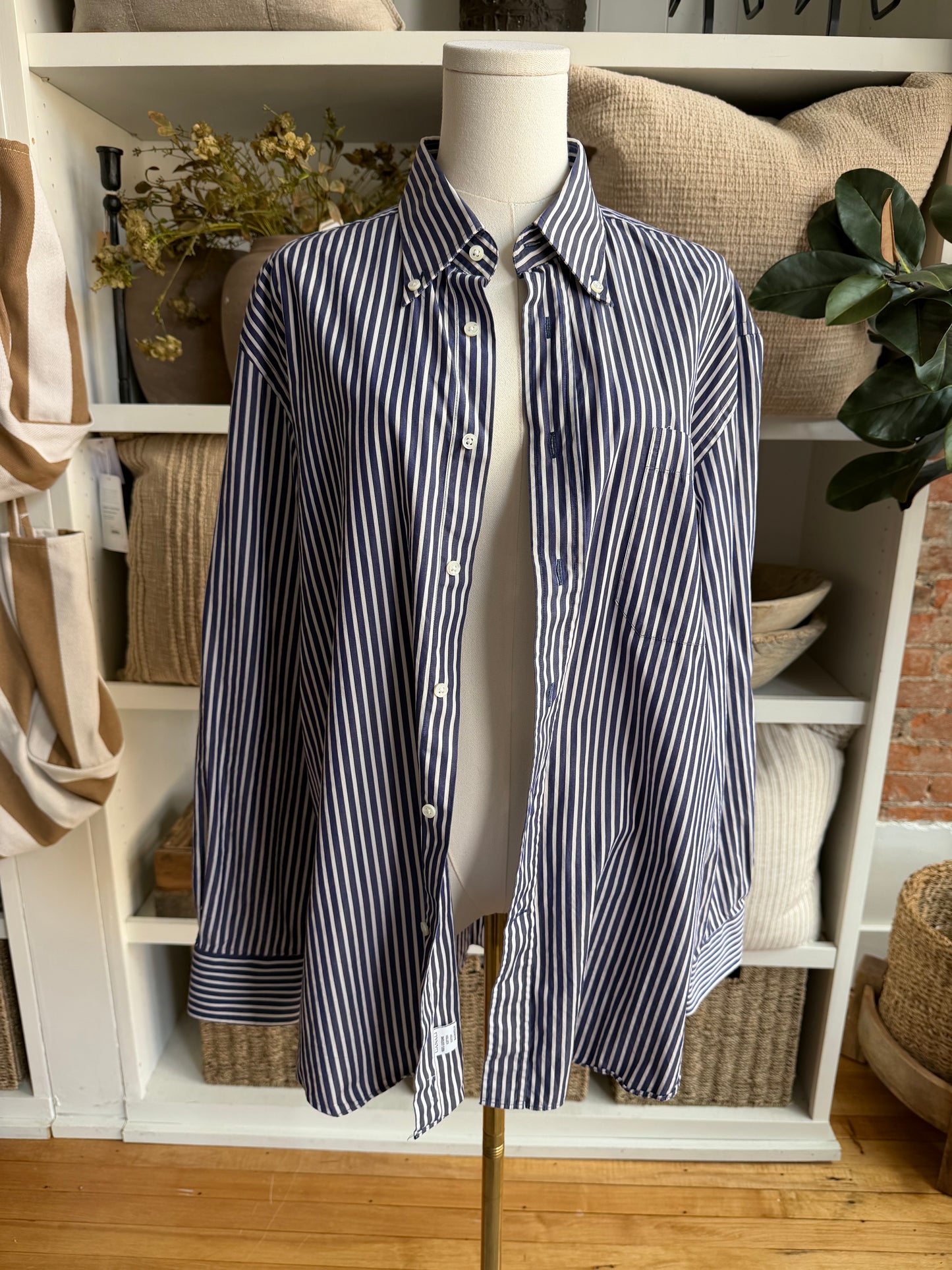 Canali striped poplin button down. Made in Italy