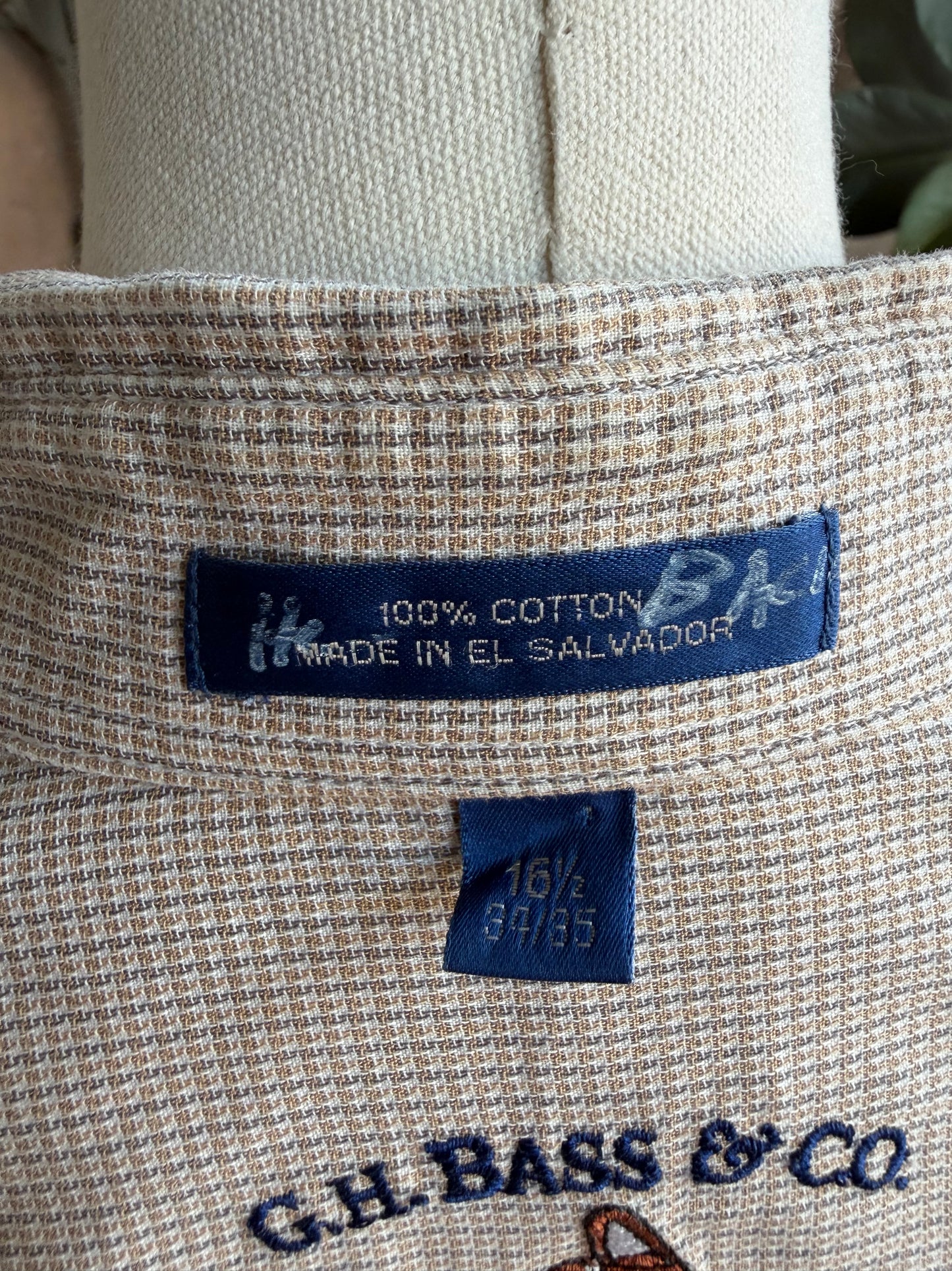 90s GH Bass & Co brown check  cotton button down