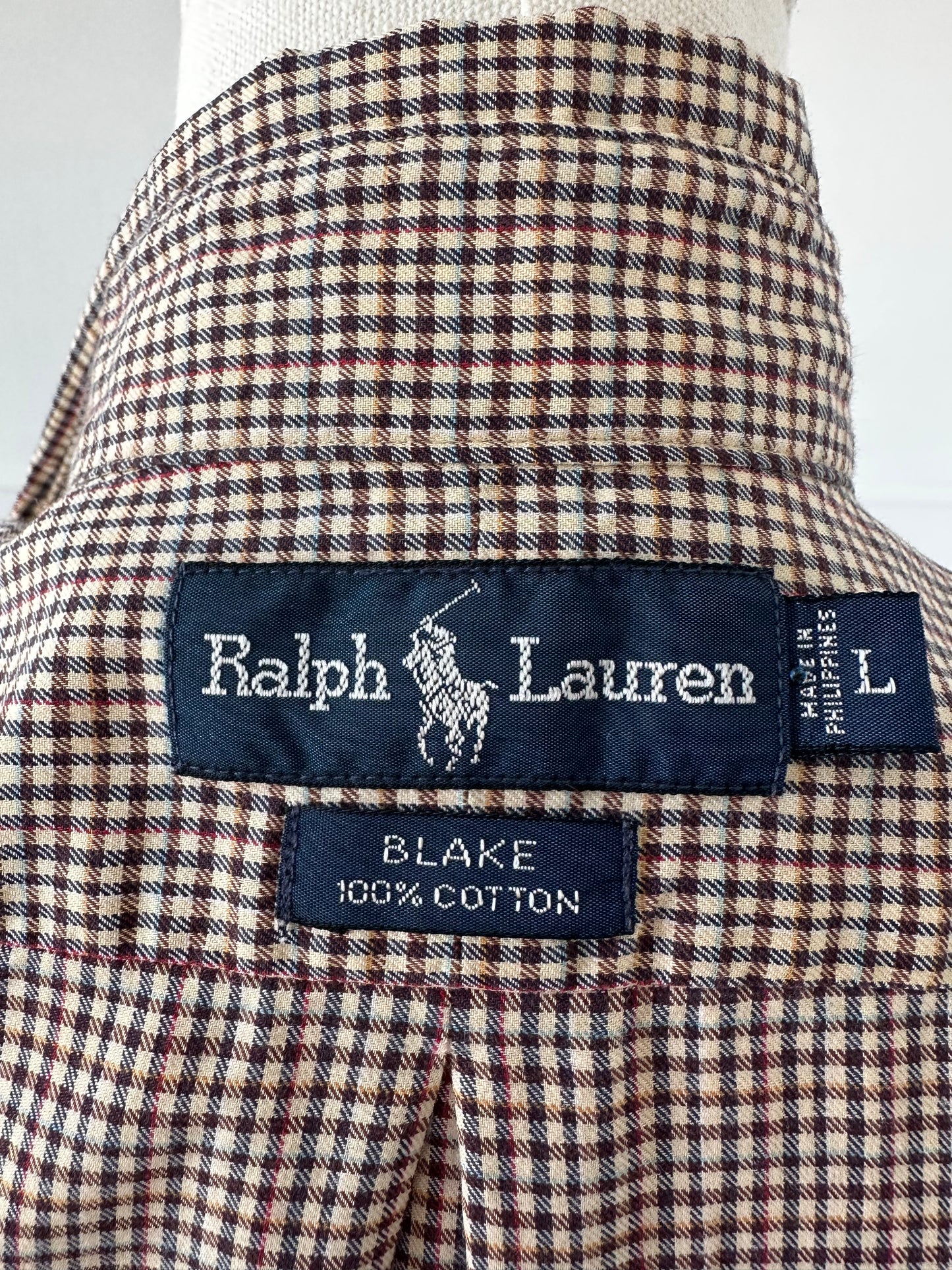 90s Ralph Lauren Blake brown plaid button down.