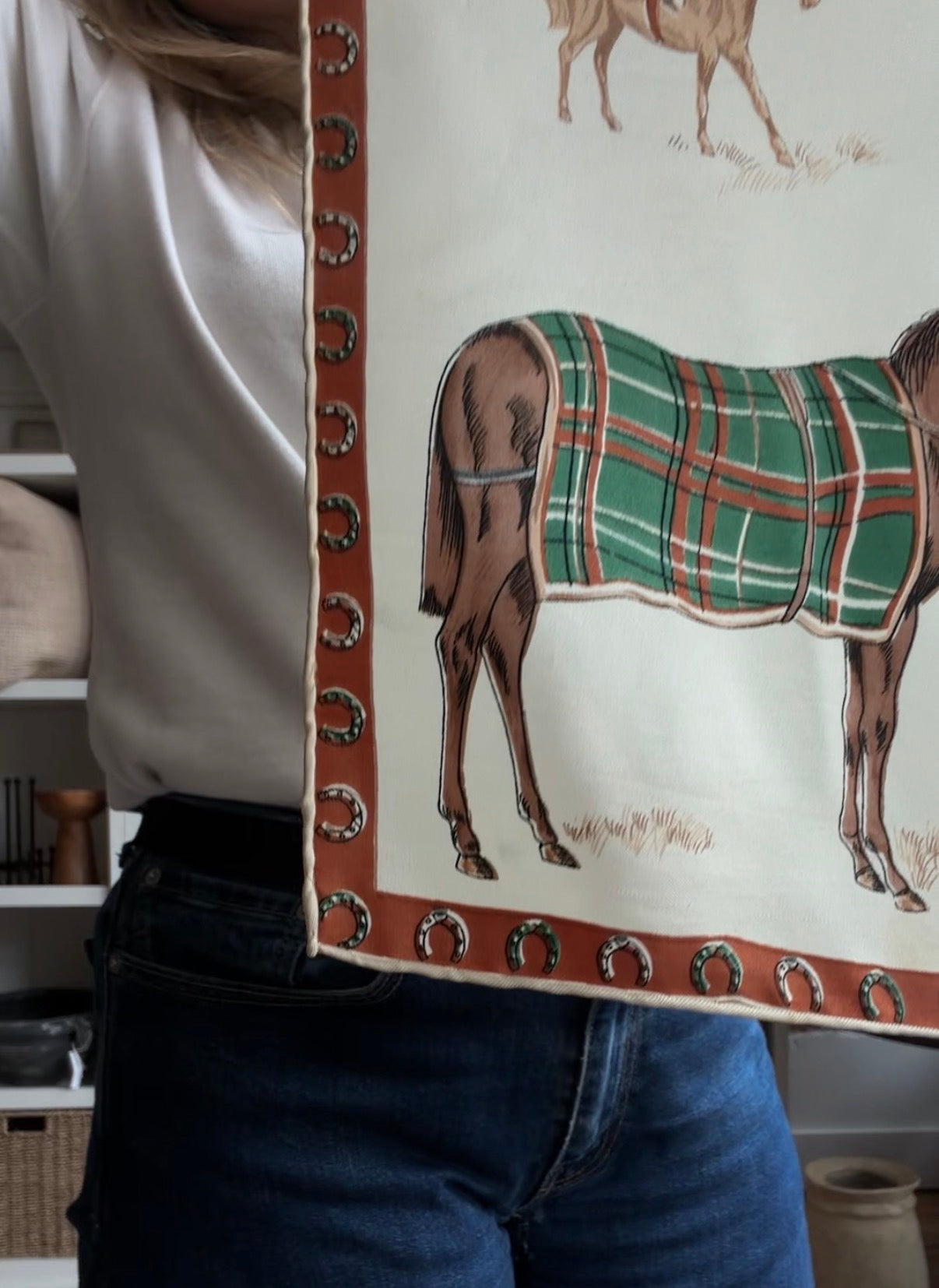 Vintage silk scarf with horse and jockeys