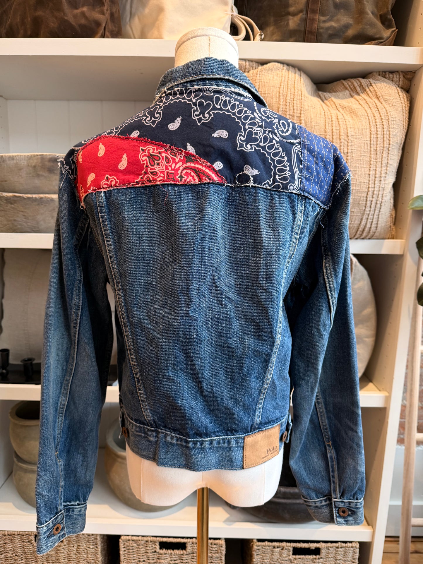 00s Polo Ralph Lauren denim jacket with bandana detail