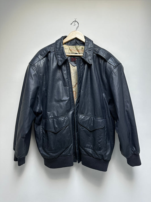 90s Navy leather bomber