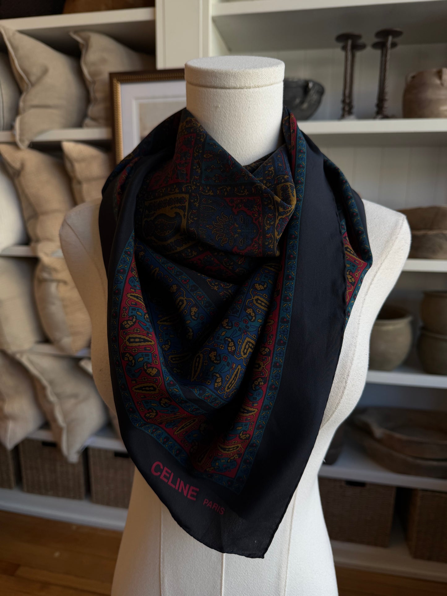 Paris Celine vintage silk scarf #8