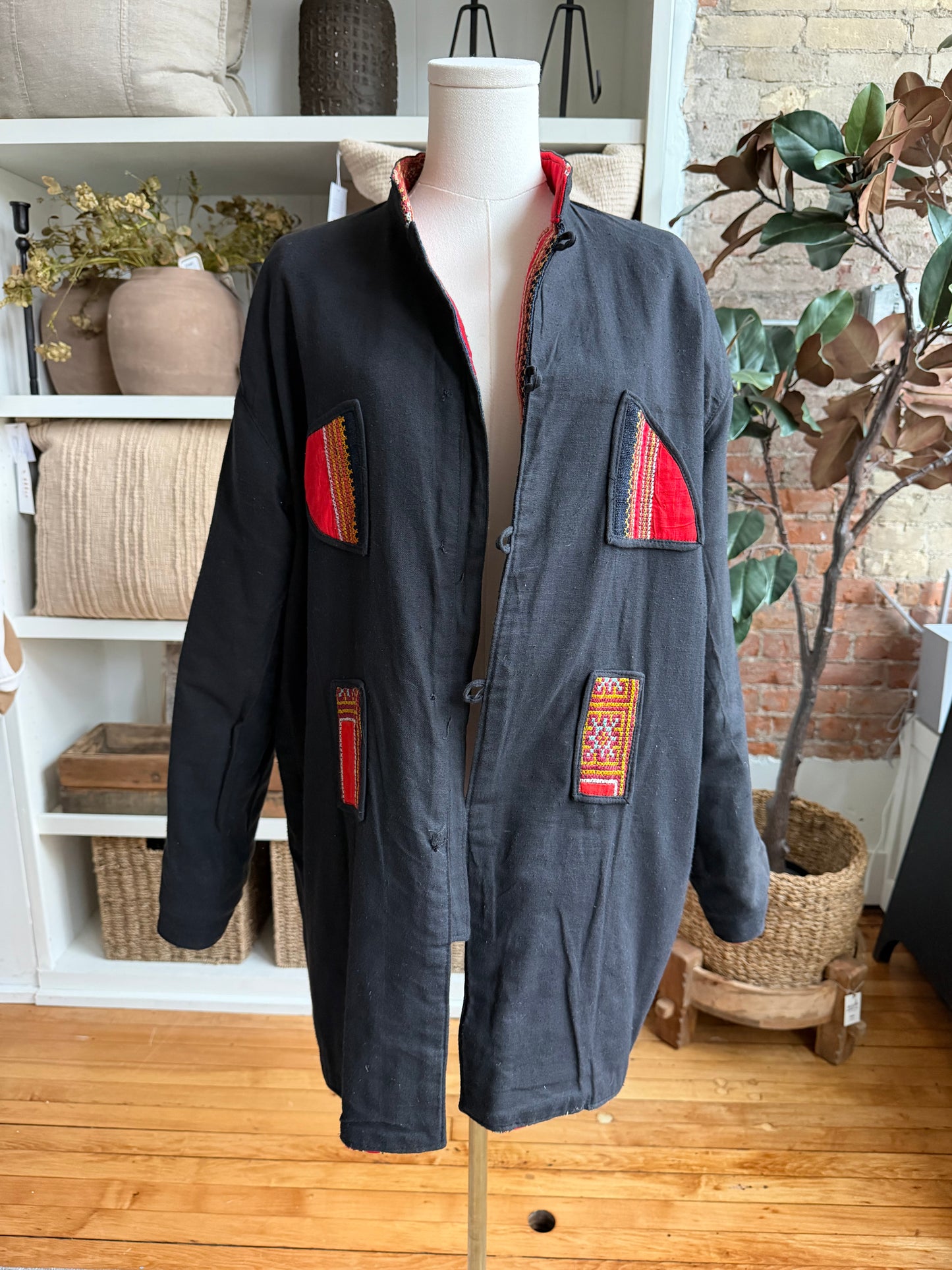 90s J Peterman reversible hemp/cotton jacket