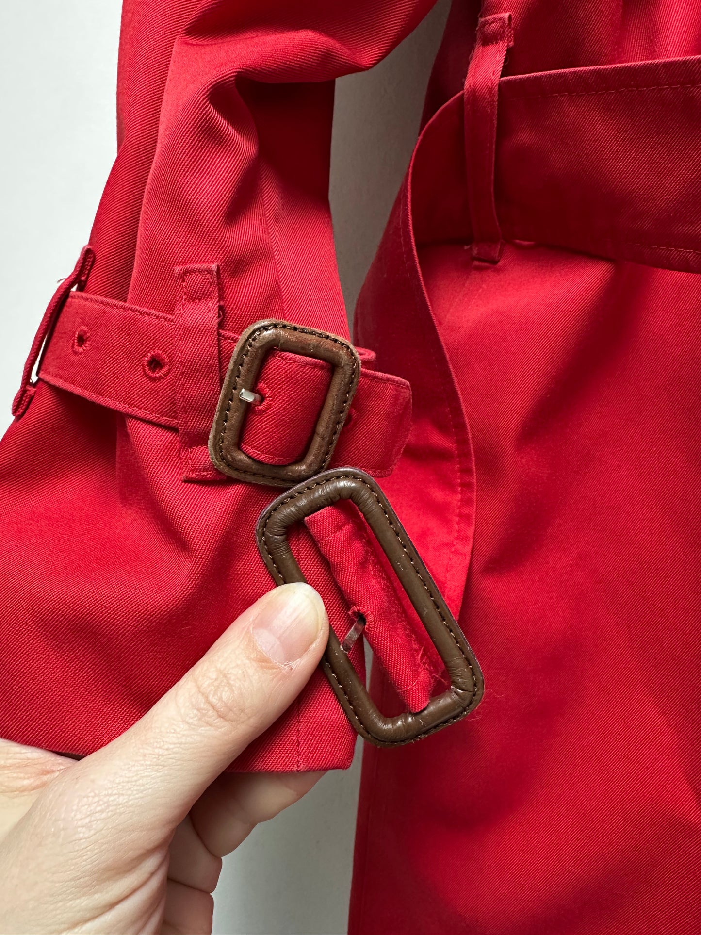 Vintage Red Burberry double breasted trench with removable wool lining